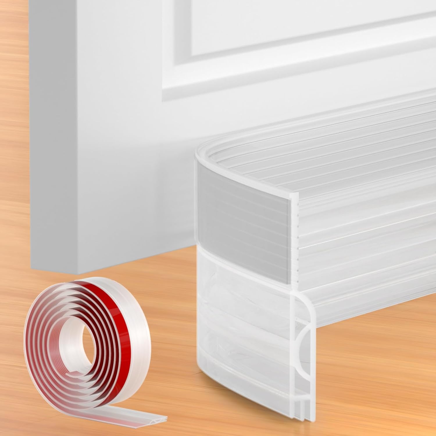 39 Inch Door Draft Stopper 2 Pack Black & Transparent - Image 3