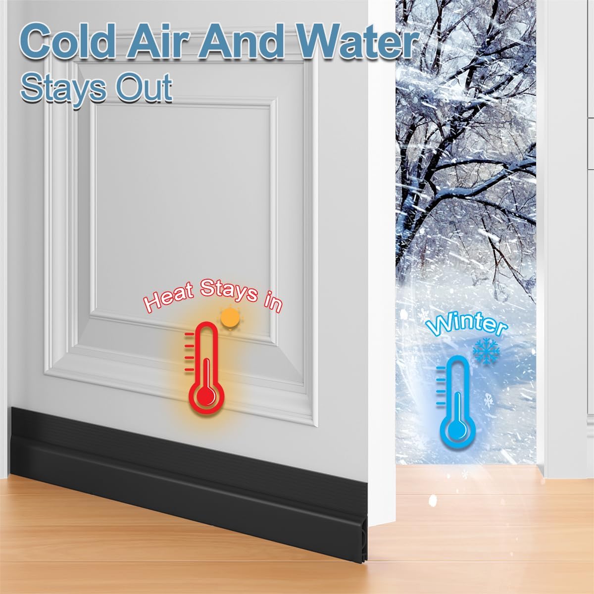 39 Inch Door Draft Stopper 2 Pack Black & Transparent - Image 6