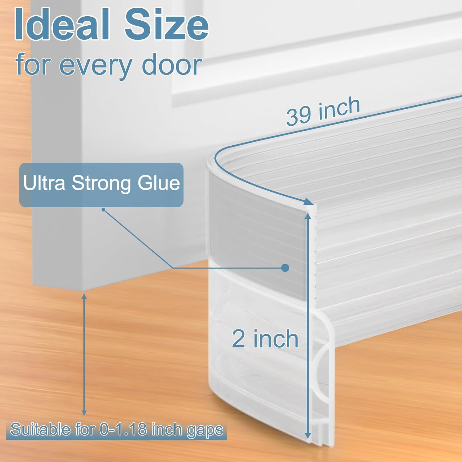 39 Inch Door Draft Stopper 2 Pack Black & Transparent - Image 7