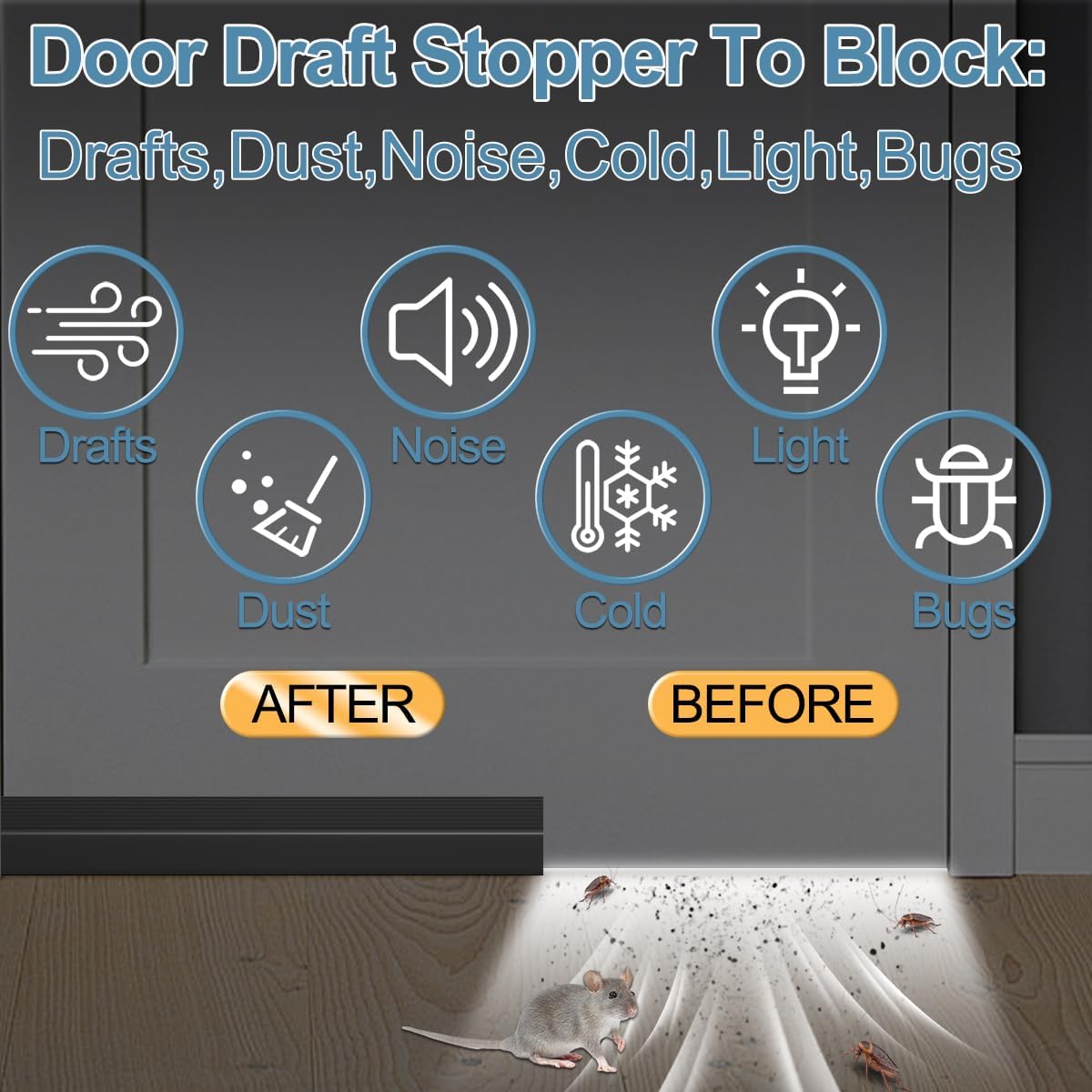 39 Inch Door Draft Stopper 2 Pack Black & Brown - Image 4