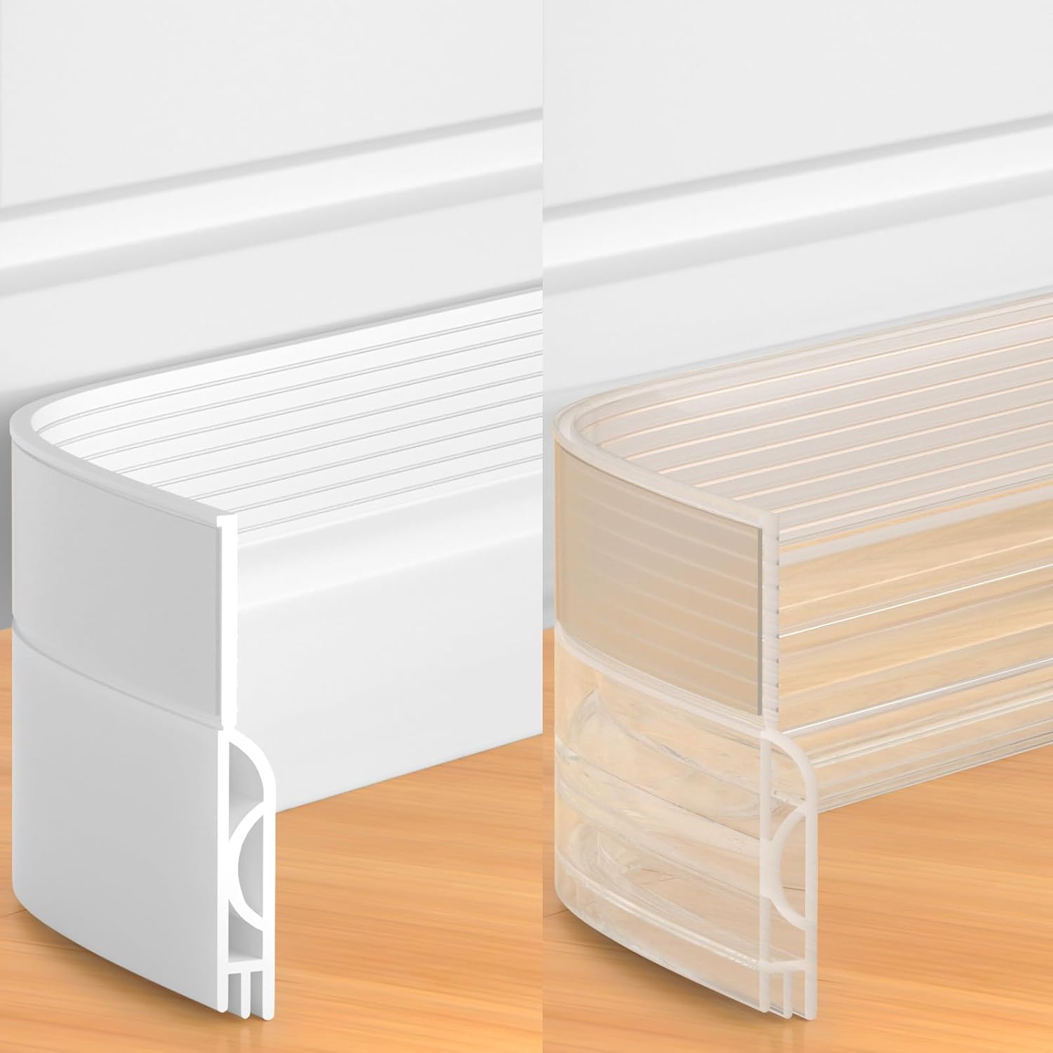 39 Inch Door Draft Stopper 2 Pack White & Transparent - Image 1