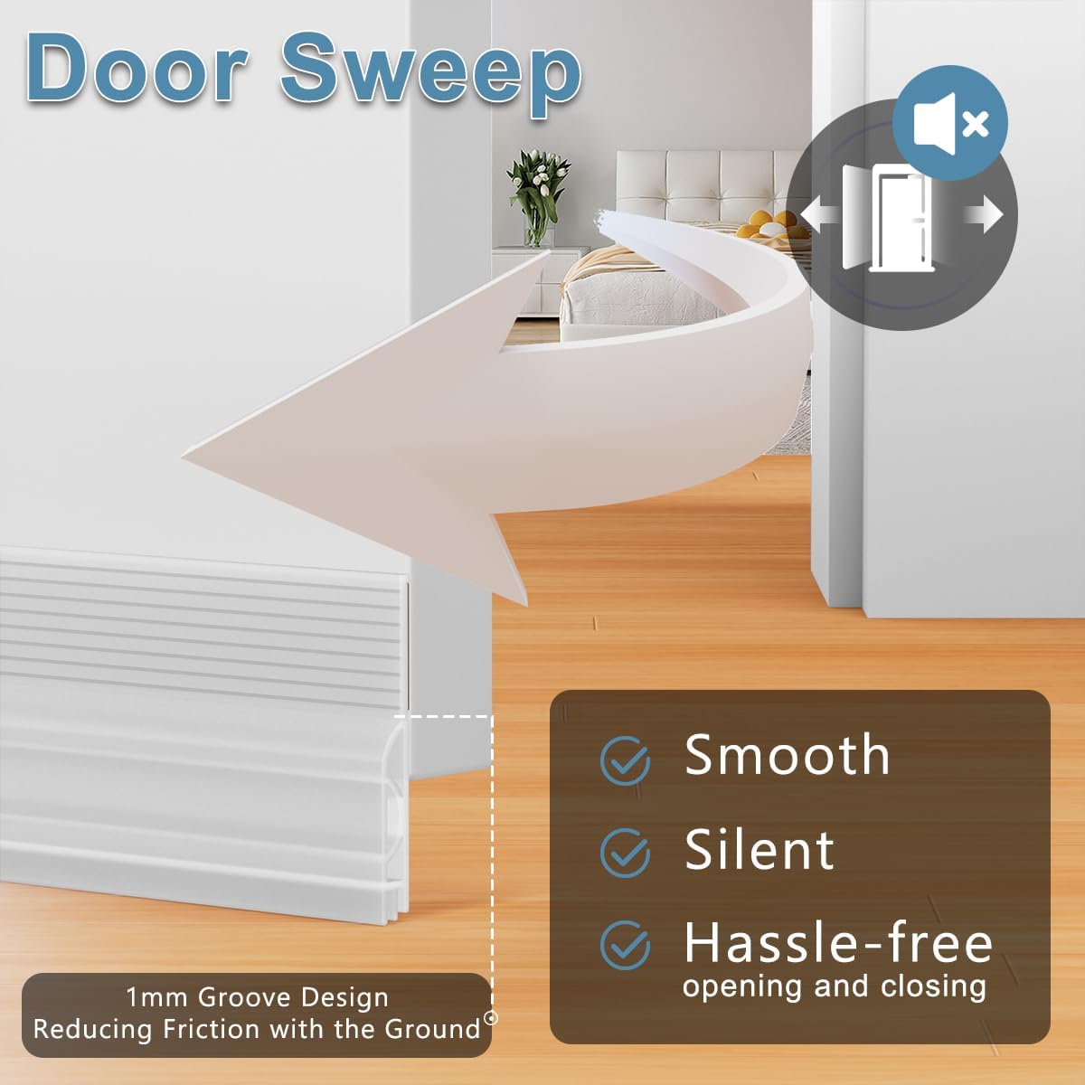 39 Inch Door Draft Stopper 2 Pack White & Transparent - Image 5