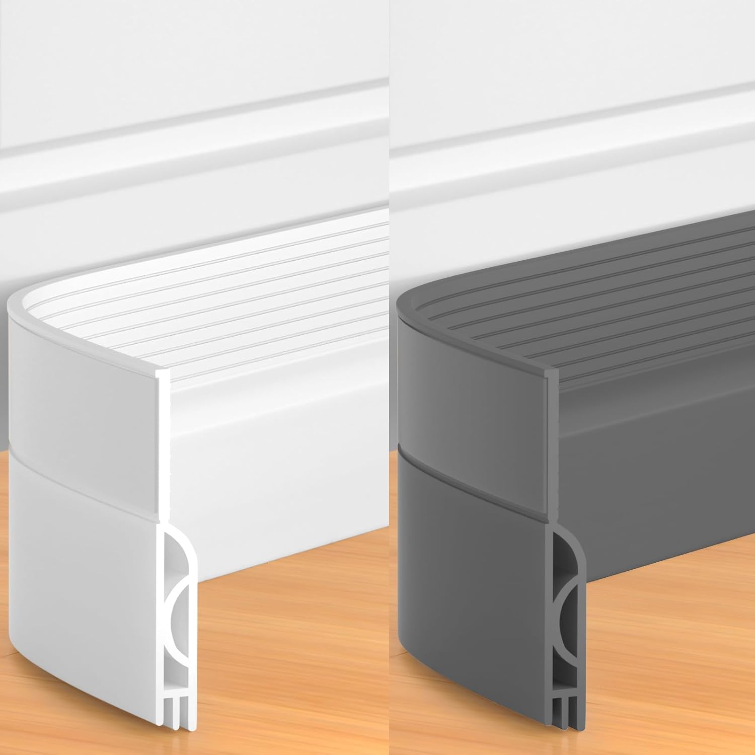 39 Inch Door Draft Stopper 2 Pack White & Gray - Image 1