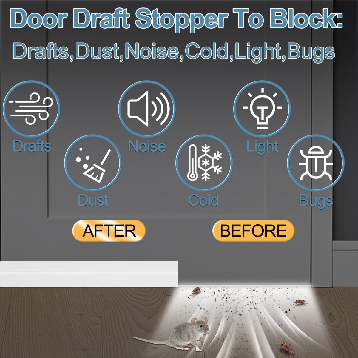 39 Inch Door Draft Stopper 2 Pack White & Gray - Image 4