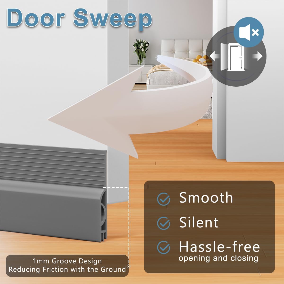 39 Inch Door Draft Stopper 2 Pack White & Gray - Image 5