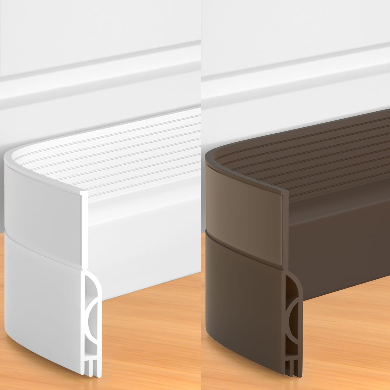 39 Inch Door Draft Stopper 2 Pack White & Brown - Image 1