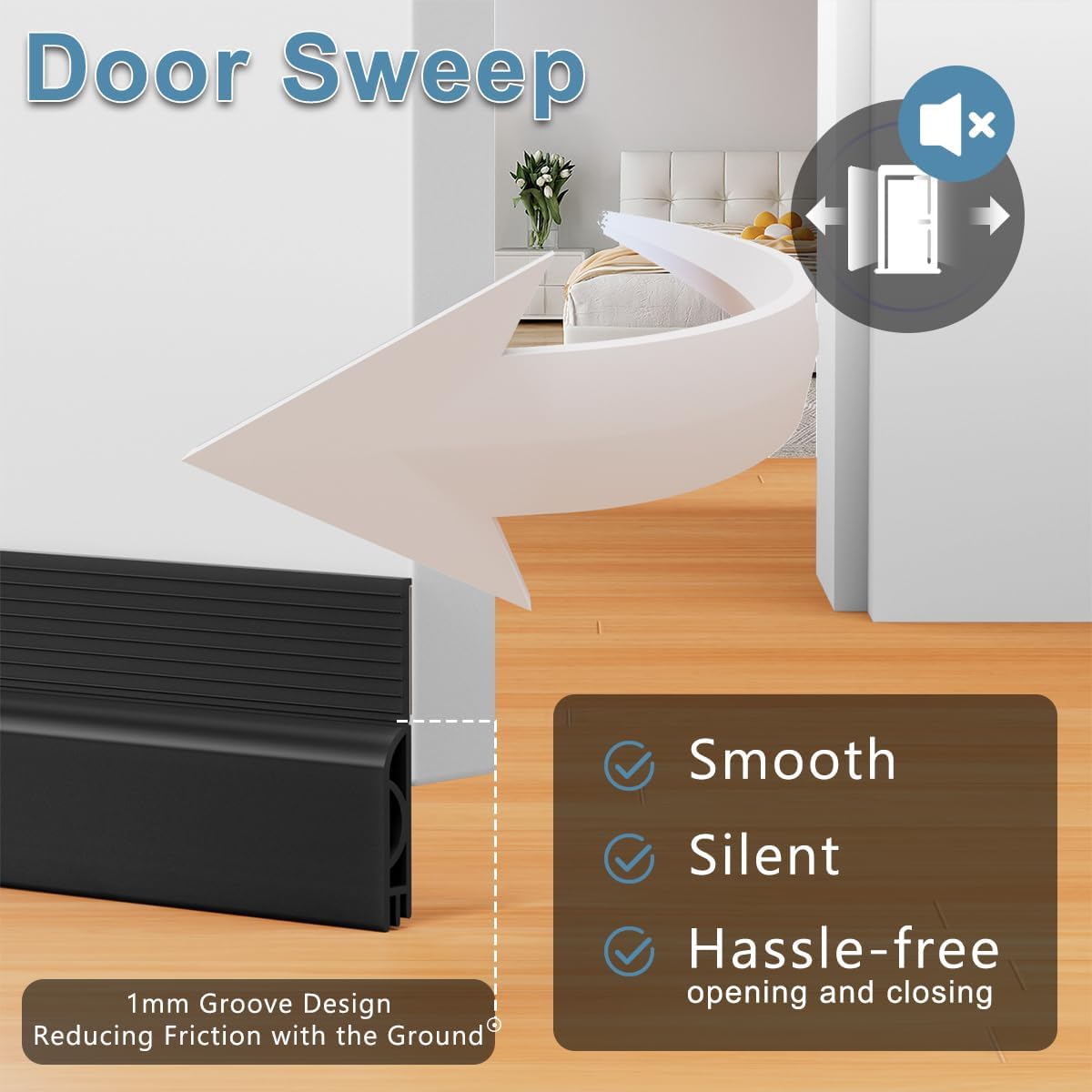 39 Inch Door Draft Stopper 2 Pack White & Black - Image 5