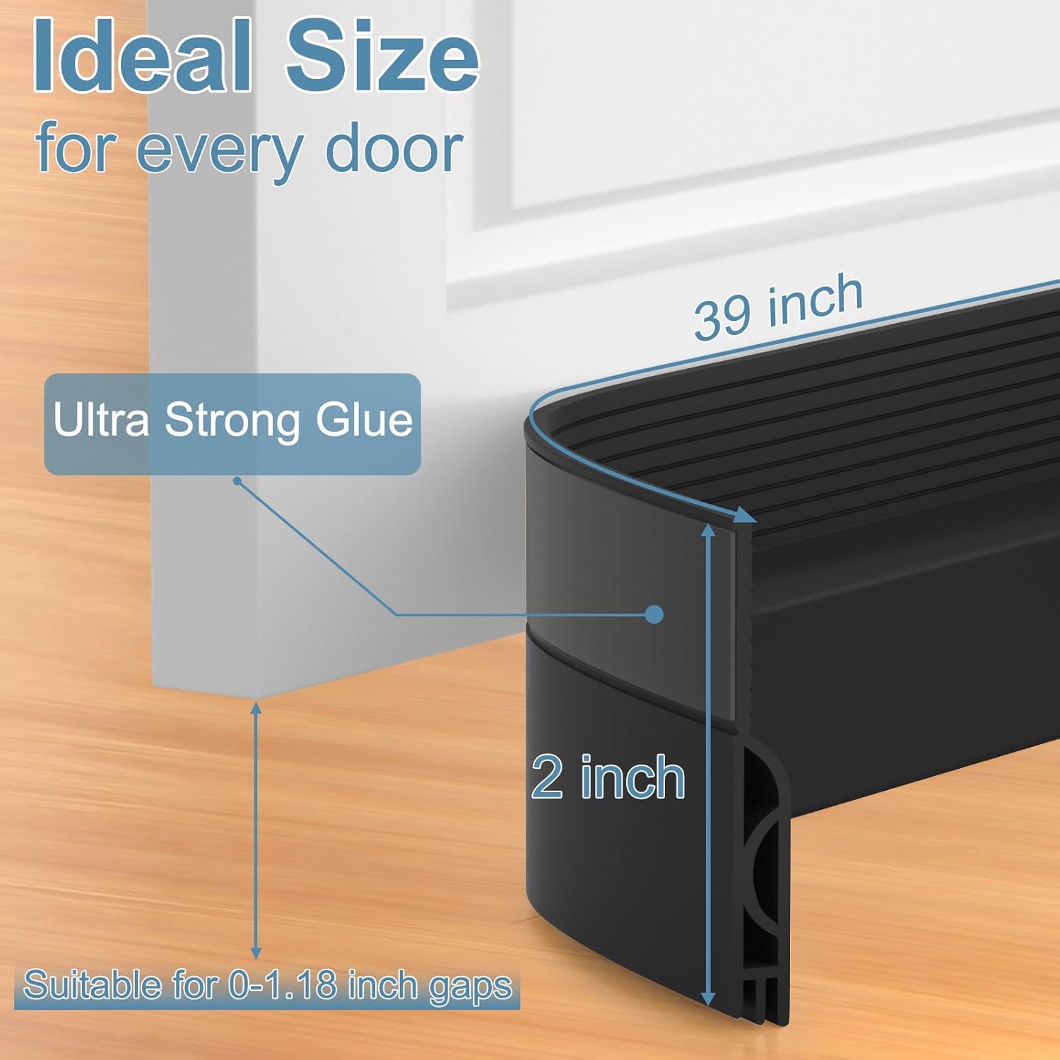 39 Inch Door Draft Stopper 2 Pack White & Black - Image 7