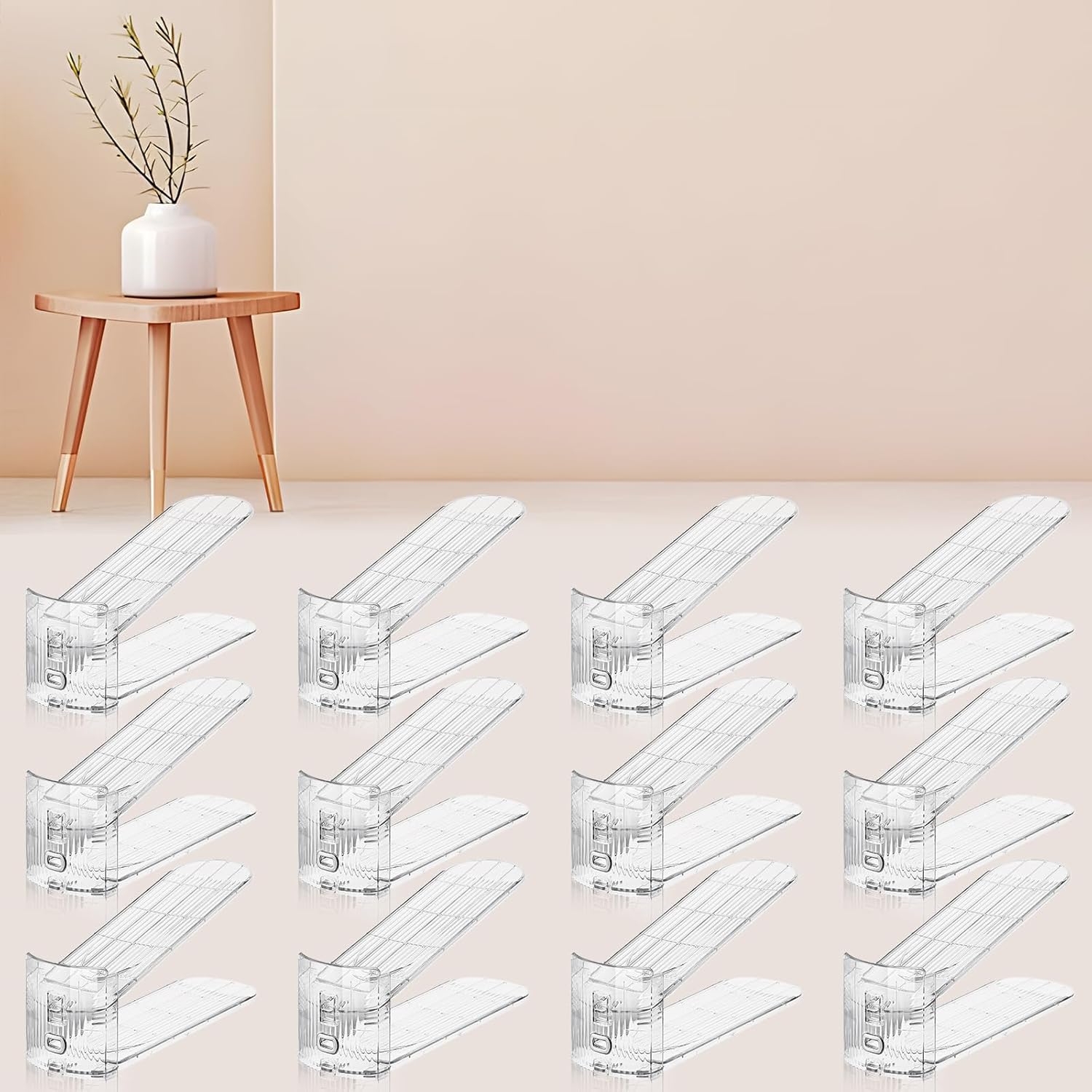 Shoe Slots Organizer for Closet,12PACK Shoe Stacker Shoe Rack Organizer for Closet Space Saver Storage Shoe Holder Organization(Transparent) - Image 1