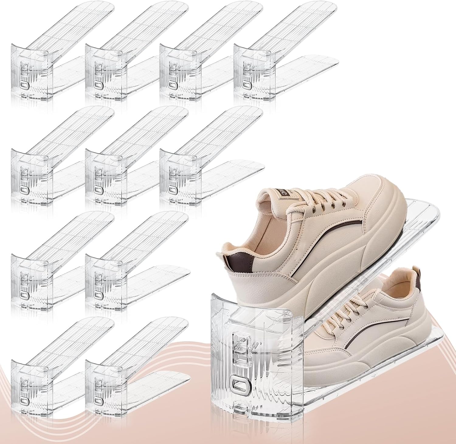 Shoe Slots Organizer for Closet,12PACK Shoe Stacker Shoe Rack Organizer for Closet Space Saver Storage Shoe Holder Organization(Transparent) - Image 2