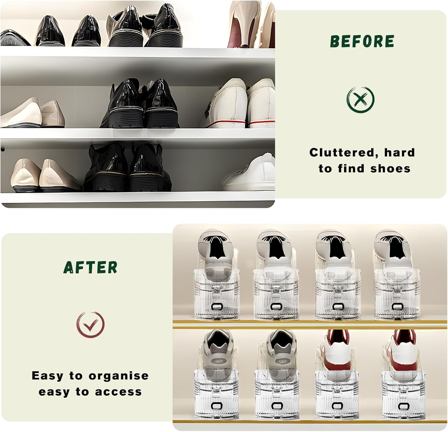 Shoe Slots Organizer for Closet,12PACK Shoe Stacker Shoe Rack Organizer for Closet Space Saver Storage Shoe Holder Organization(Transparent) - Image 6