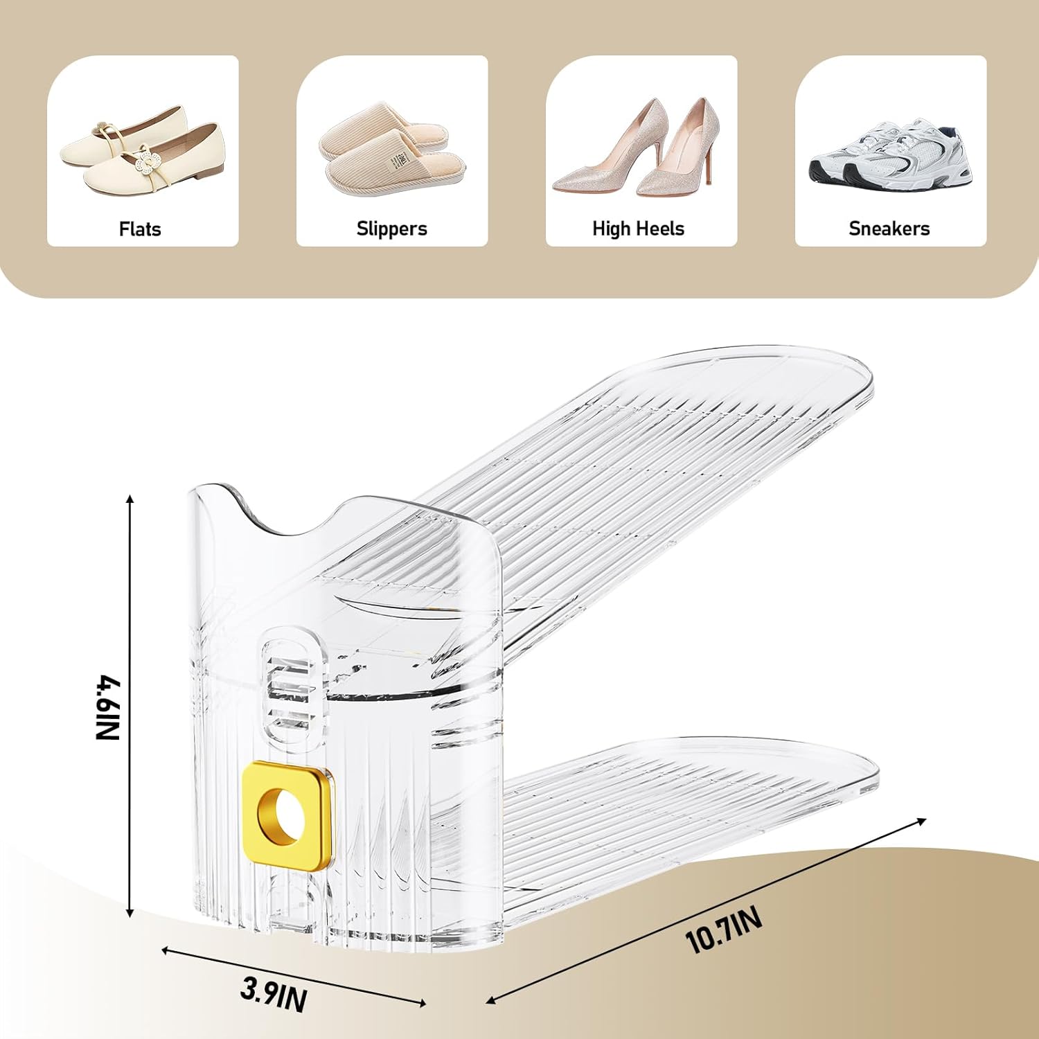 Shoe Slots Organizer for Closet, Shoe Stacker Organizer Double Layer Stack Shoe Rack, Shoe Display Shelf 50% Space Saver Storage Holder for Closet, 12PACK - Image 7