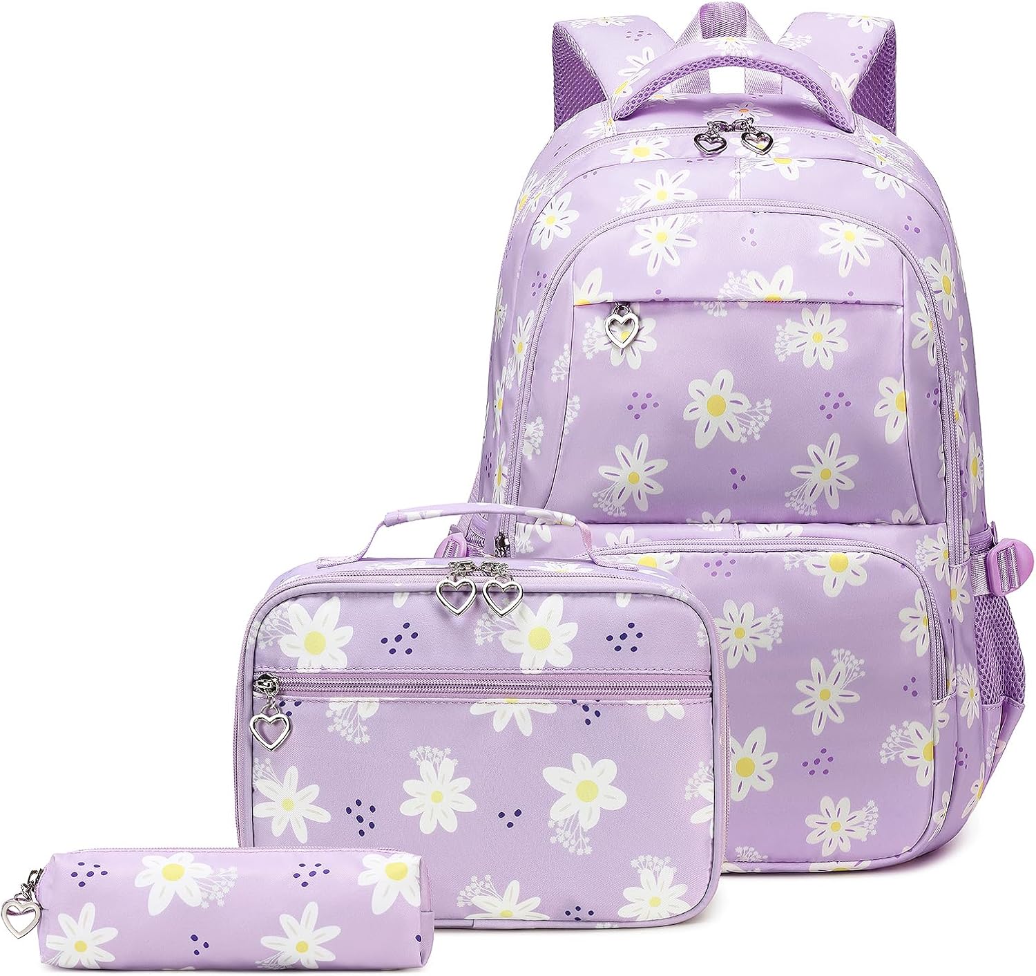 Backpack with Lunch Box for Teenage Girls Little Daisy School Book Bag and Lunch Bag Set for Kids - Image 1