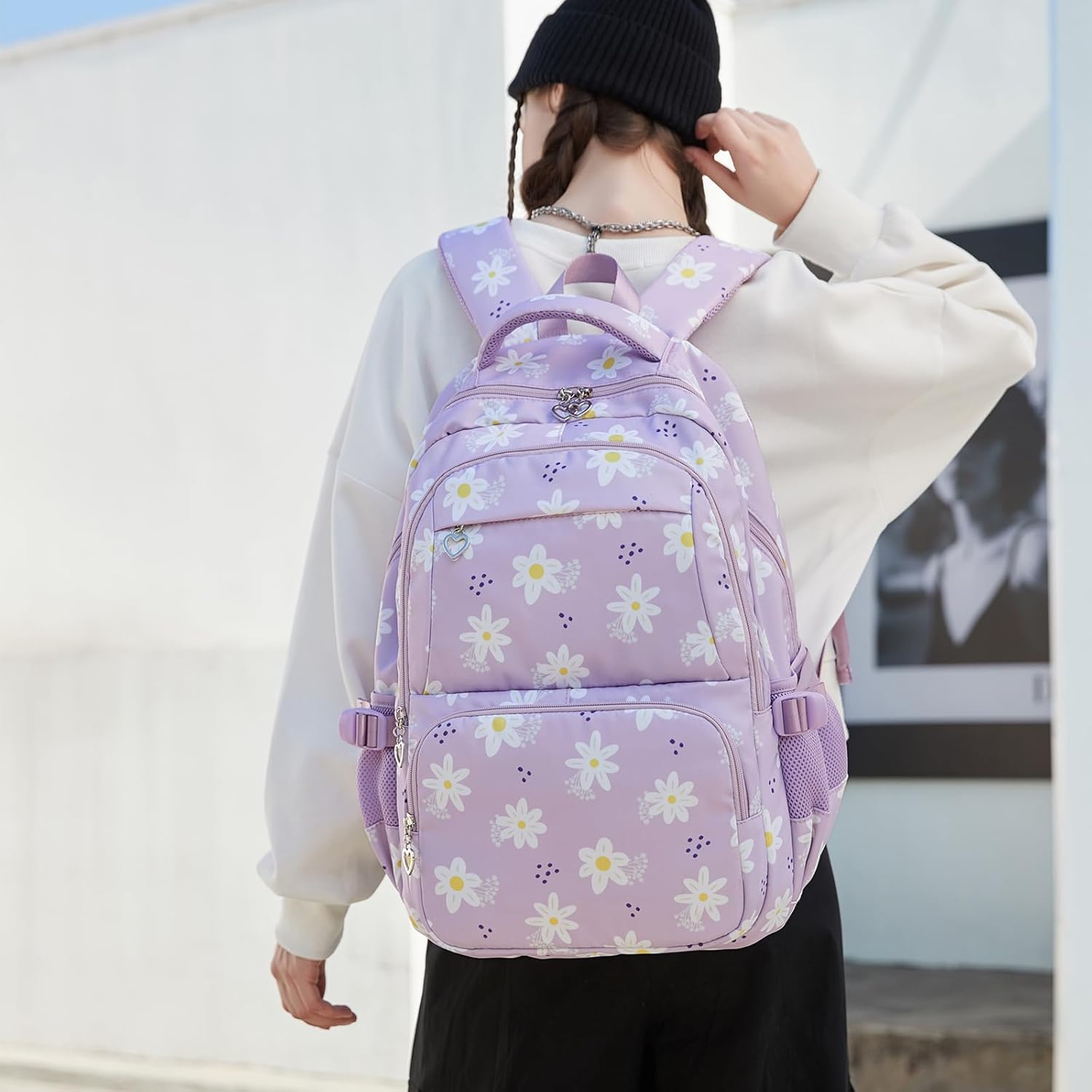 Backpack with Lunch Box for Teenage Girls Little Daisy School Book Bag and Lunch Bag Set for Kids - Image 7