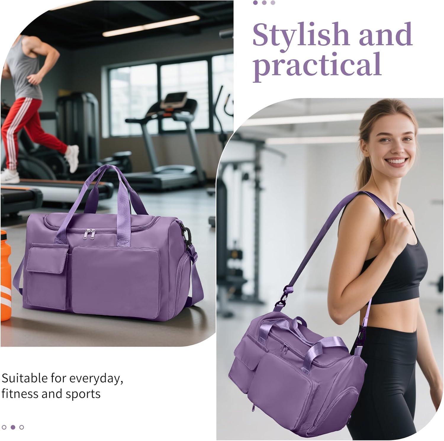 Gym Bag, For Both Men and Women, Foldable, With Shoe Compartment and Wet/Dry Compartment - Image 2