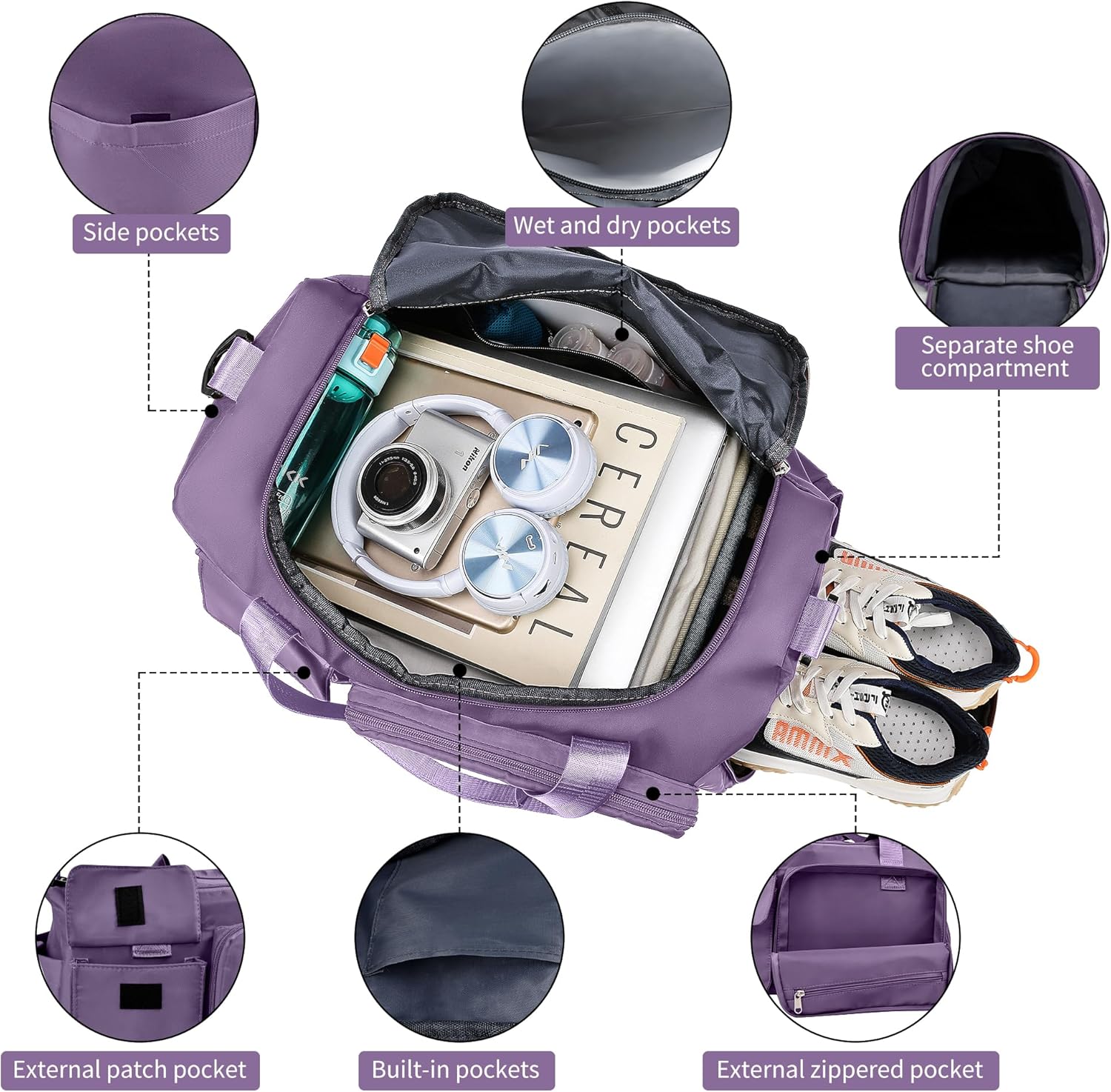Gym Bag, For Both Men and Women, Foldable, With Shoe Compartment and Wet/Dry Compartment - Image 4