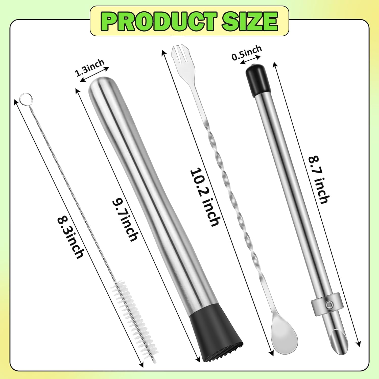 6 Pcs Straw Puncher and Muddler for Plastic Lids Lemonade Cups, Stainless Steel Muddler and Mixing Spoon-Straw Hole Puncher for Drink, Fresh Squeezed Lemonade Stand Supplies - Image 2