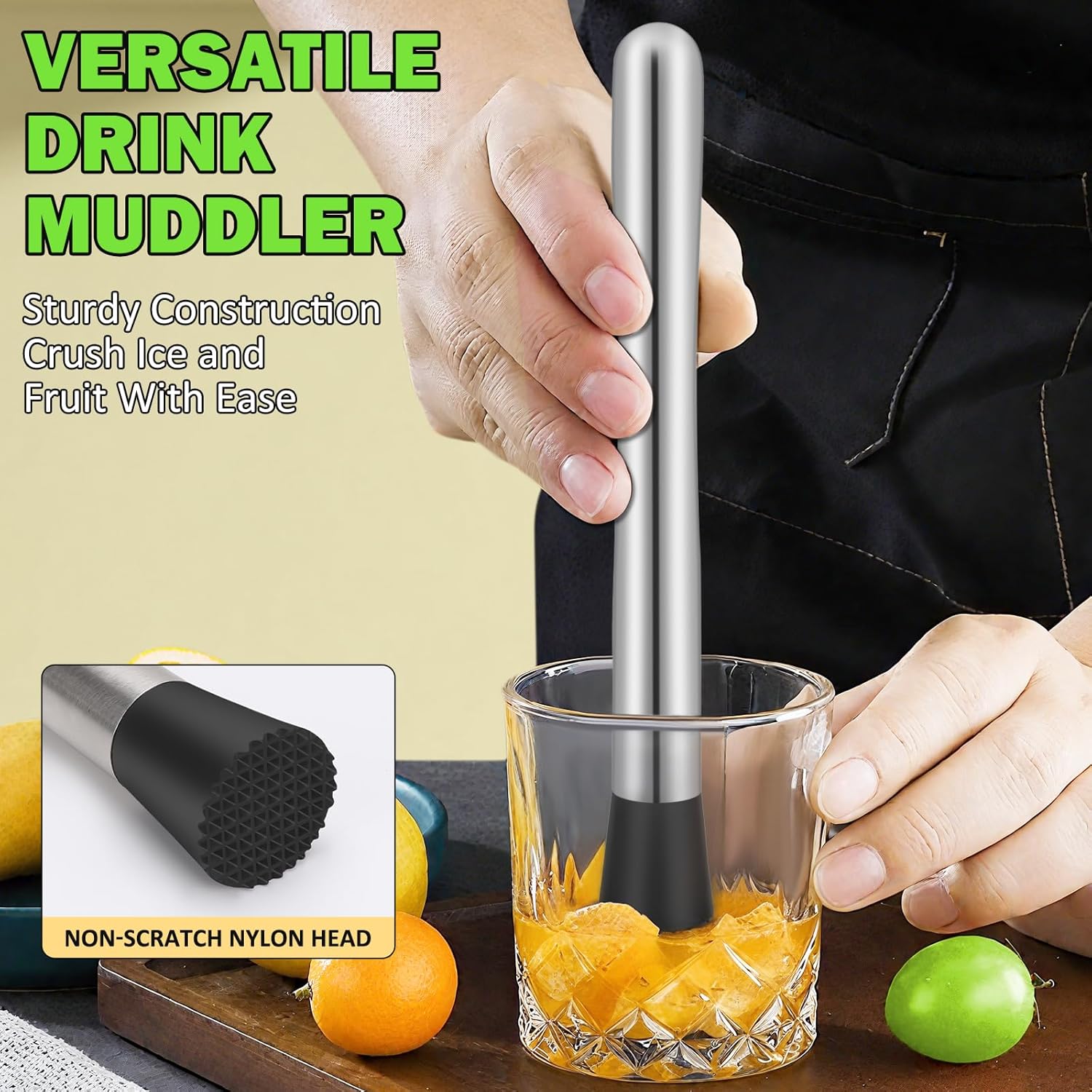 6 Pcs Straw Puncher and Muddler for Plastic Lids Lemonade Cups, Stainless Steel Muddler and Mixing Spoon-Straw Hole Puncher for Drink, Fresh Squeezed Lemonade Stand Supplies - Image 4