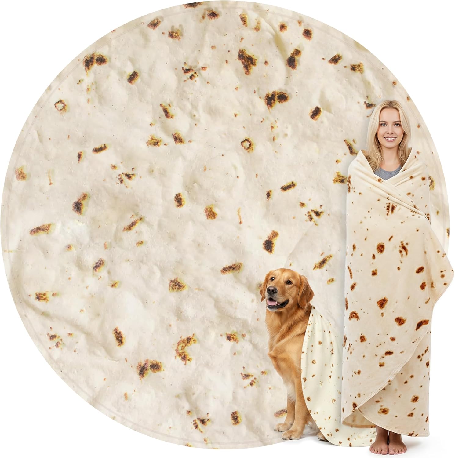 Zulay Extra Large Burritos Tortilla Throw Blanket – Wrap Yourself Like a Giant Taco! Double-Sided 71 Inches, Funny & Ultra Cozy Novelty Blanket, Super Soft 285 GSM Flannel - Image 1