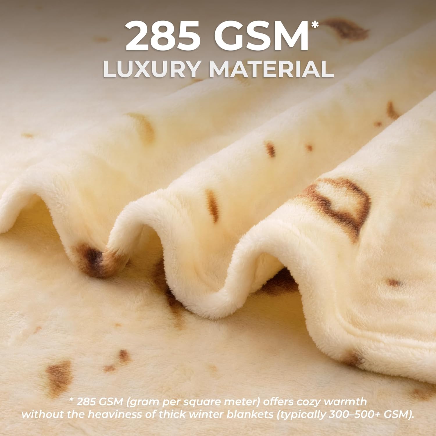 Zulay Extra Large Burritos Tortilla Throw Blanket – Wrap Yourself Like a Giant Taco! Double-Sided 71 Inches, Funny & Ultra Cozy Novelty Blanket, Super Soft 285 GSM Flannel - Image 2