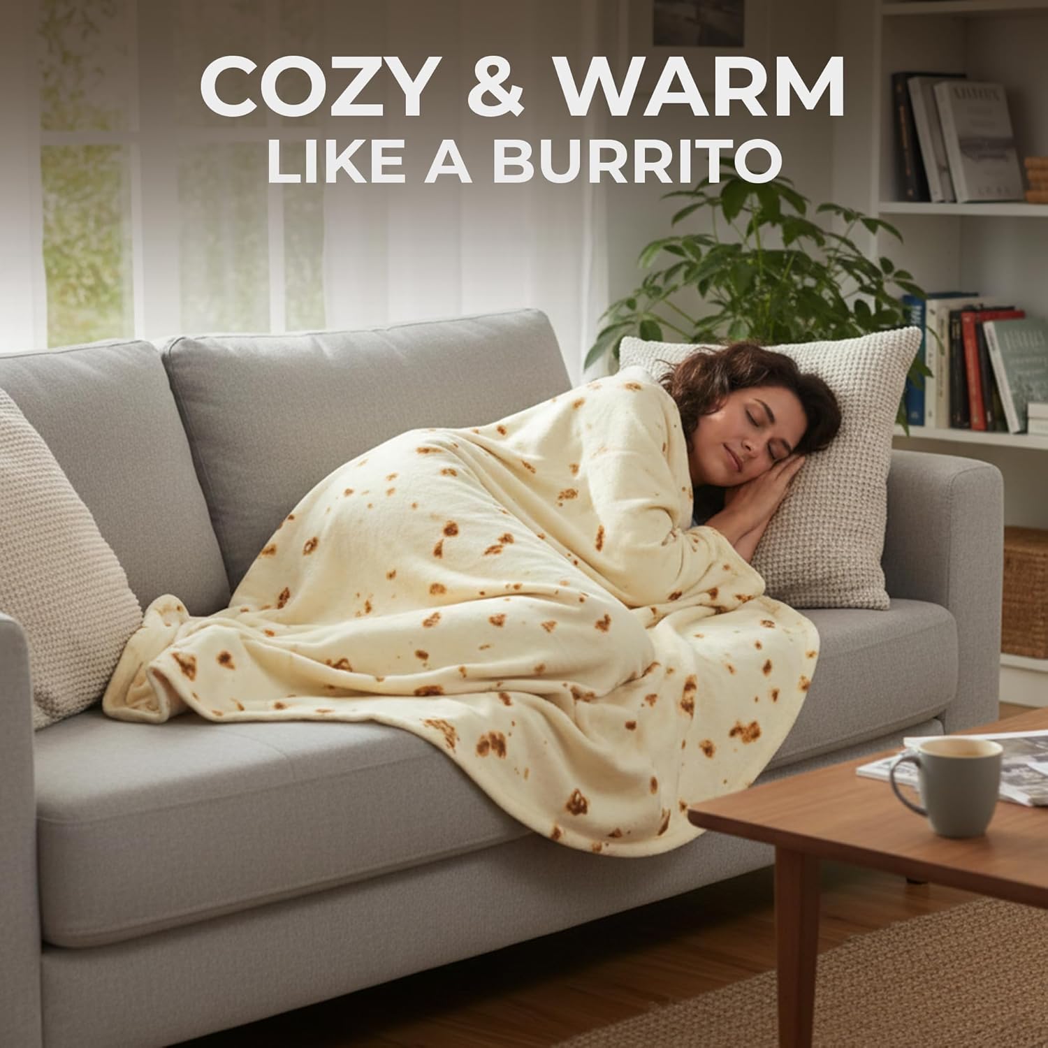 Zulay Extra Large Burritos Tortilla Throw Blanket – Wrap Yourself Like a Giant Taco! Double-Sided 71 Inches, Funny & Ultra Cozy Novelty Blanket, Super Soft 285 GSM Flannel - Image 7