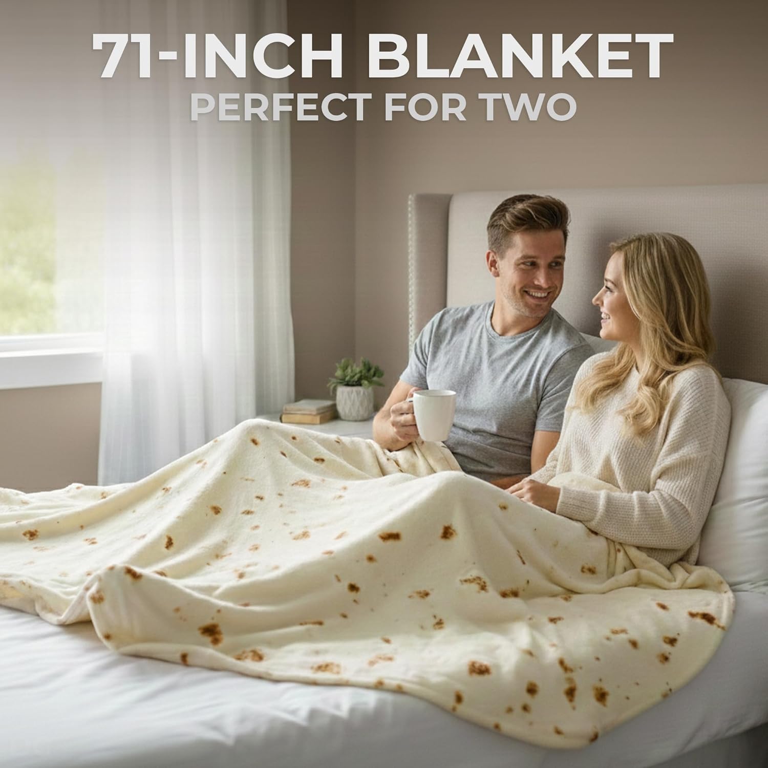 Zulay Extra Large Burritos Tortilla Throw Blanket – Wrap Yourself Like a Giant Taco! Double-Sided 71 Inches, Funny & Ultra Cozy Novelty Blanket, Super Soft 285 GSM Flannel - Image 8