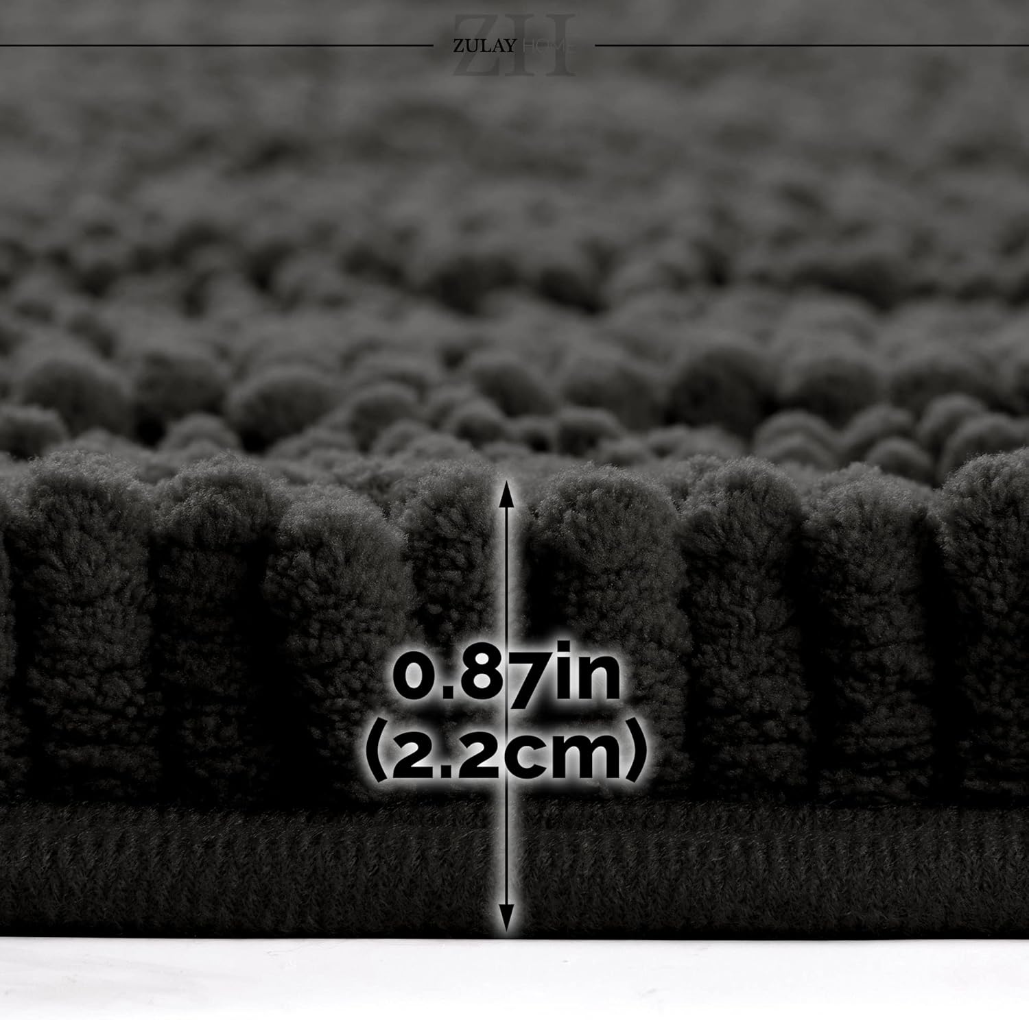 Soft Shaggy Bathroom Rug - Ultra Absorbent Bath Mat - Microfiber Thick Bath Rug for Bathroom, Under The Sink, Bedroom, Shower (Black, 20