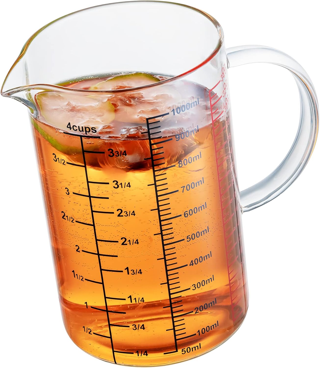 Glass Measuring Cup-[Insulated handle | V-Shaped Spout]-Made of High Borosilicate Glass Measuring Cup for Kitchen or Restaurant, Easy to Read, 1000 ML (32 Oz, 4 Cup) - Image 8