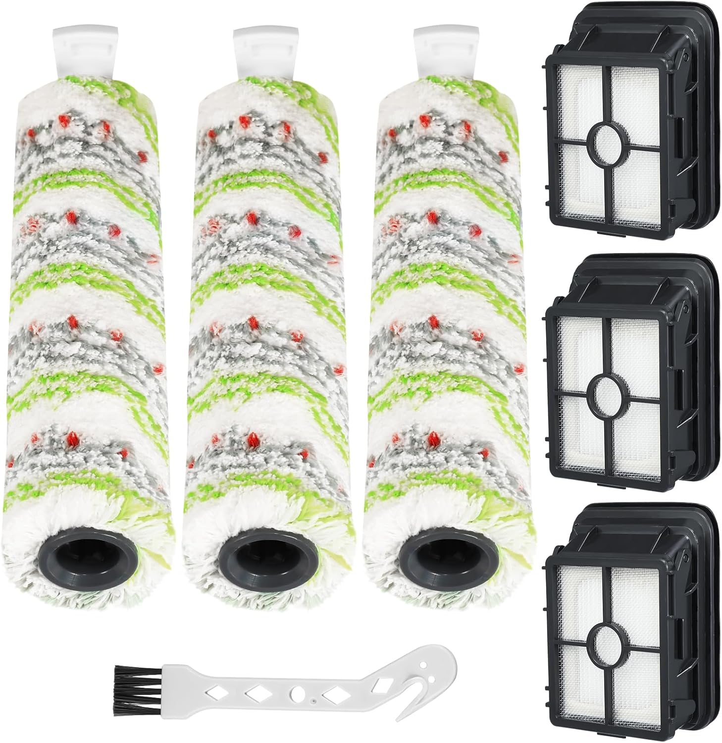 3 Pack Multi-Surface Pet Brush Rolls 2788 and Vacuum Filters 1866 Compatible with Bissell CrossWave Max 2554 2554A 2590 2593 2596, for HydroSteam 35151 3515 35152 3513 3518, Part 1618641&1608684 - Image 1