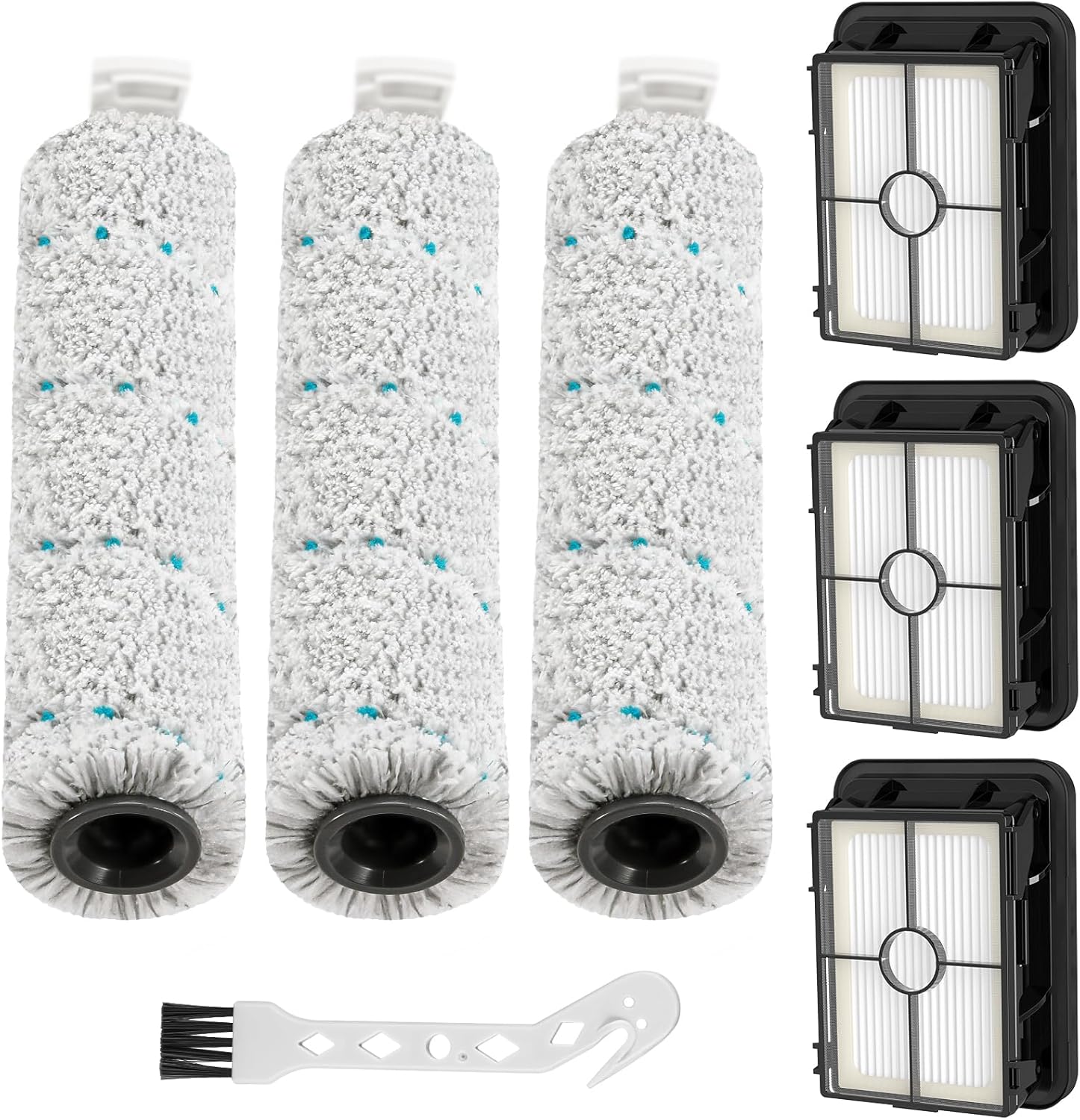 3 Pack Multi-Surface Brush Rolls 2787 and Vacuum Filters 1866 Compatible with Bissell CrossWave Max 2554 2554A 2590 2593 2596, for HydroSteam Plus 35151 3515 35152 3513 3518, Part 1618638 & 1608684 - Image 1