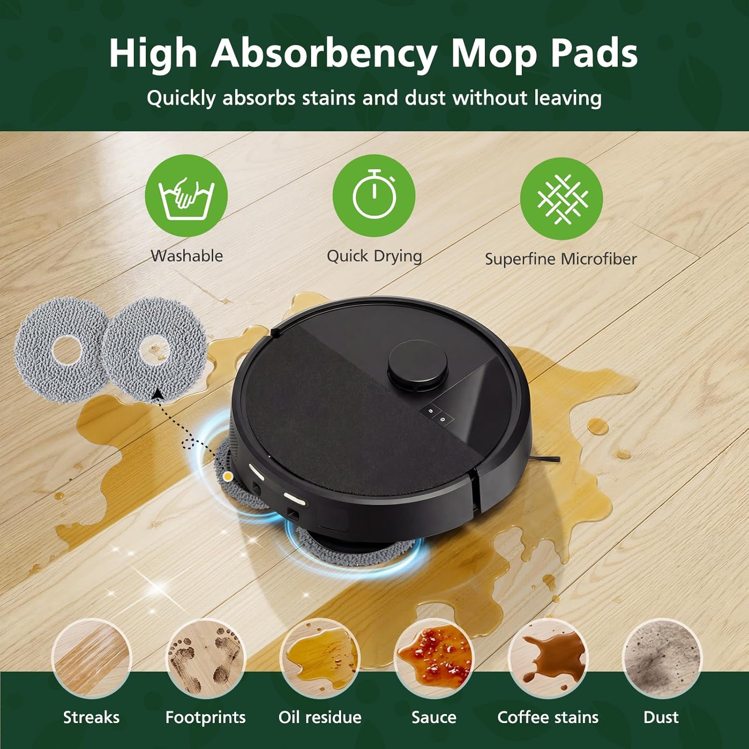 25 Pcs Replacement Parts Kit for iRobot Roomba Plus 405/505 / 507 Combo Robot Vacuum, Accessories Include 2 Main Brush, 6 Vacuum Bags, 4 Hepa Filters, 6 Mop Pads, 6 Side Brushes, 1 Cleaning Brush - Image 4