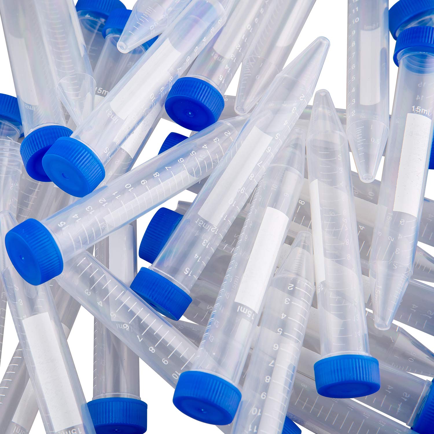 Ackers Conical Centrifuge Tubes 15mL, 100 Pcs Sterile Plastic Test Tubes with Screw Caps, Polypropylene Container with Graduated and Write-on Spot, Non-Pyrogenic, DN/RNase Free - Image 1