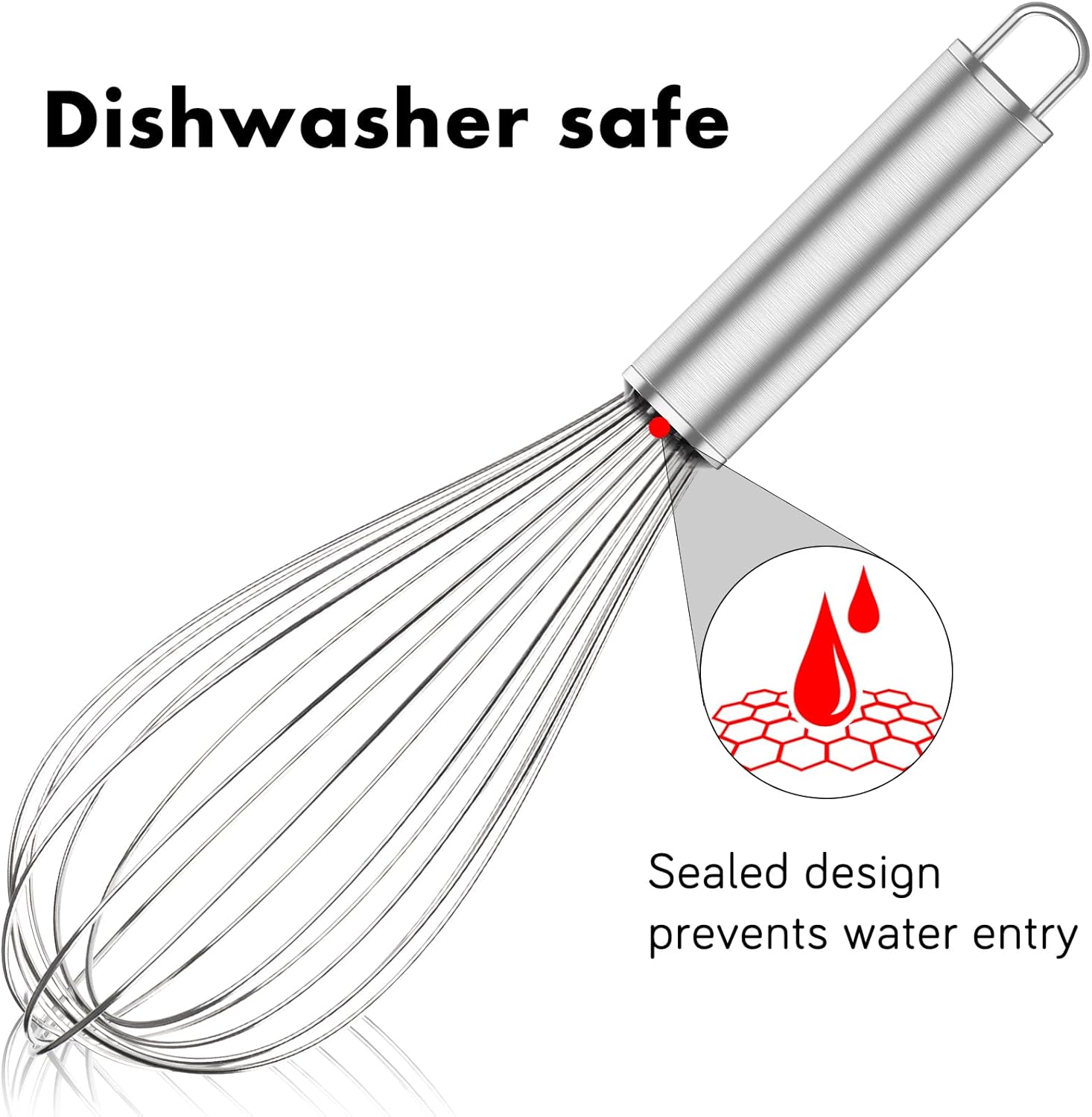304 Stainless Steel Whisk Set & Wok Spatula, 3 Pack Whisks and Stainless Steel Spatula for Kitchen Cooking, Blending, Beating, Stirring - Image 4