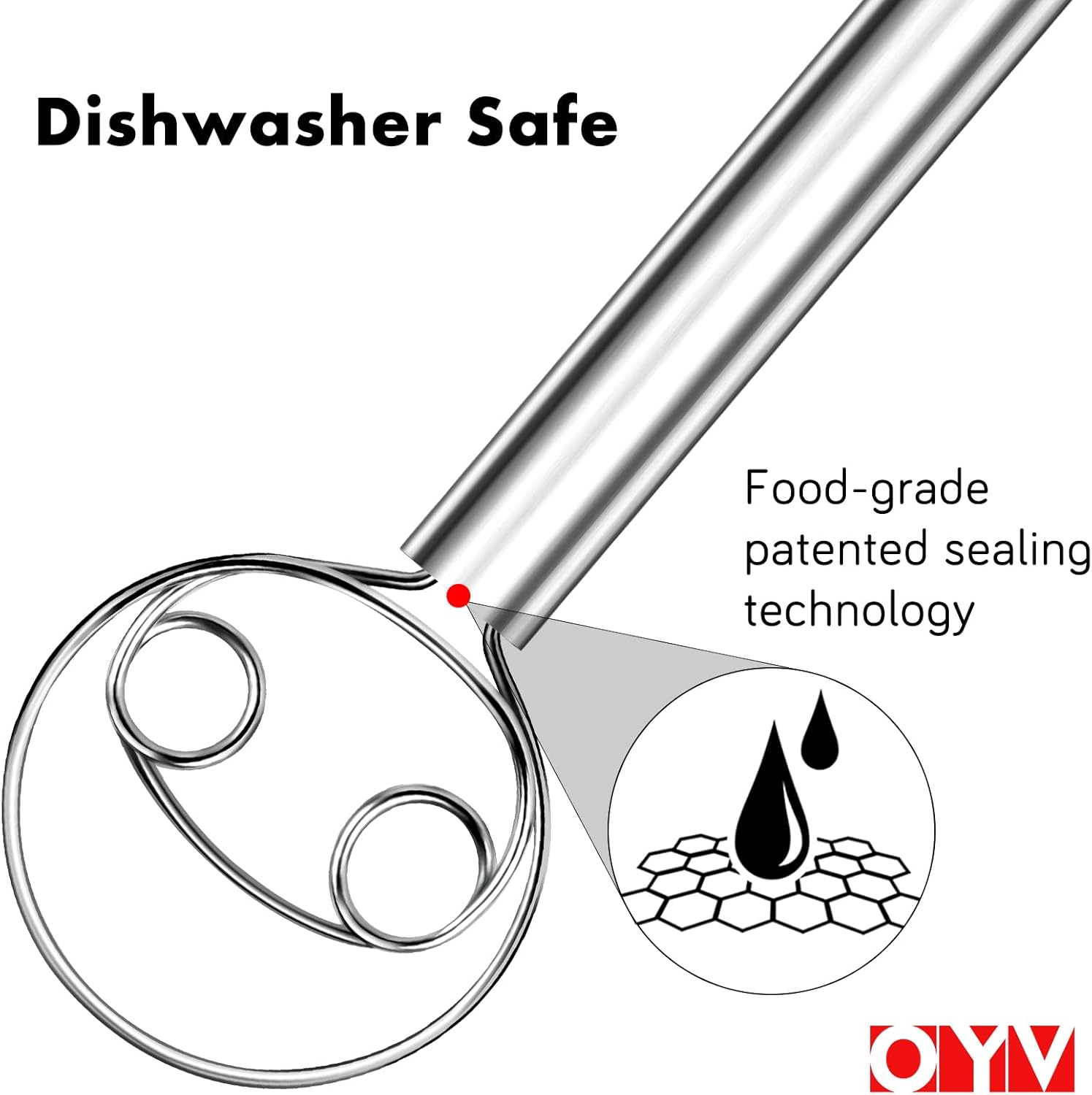 304 Stainless Steel Whisk Set & Danish Dough Whisk, 3 Pack Professional Kitchen Whisks, Metal Whisks for Blending, Beating, Mixing Dough - Image 5