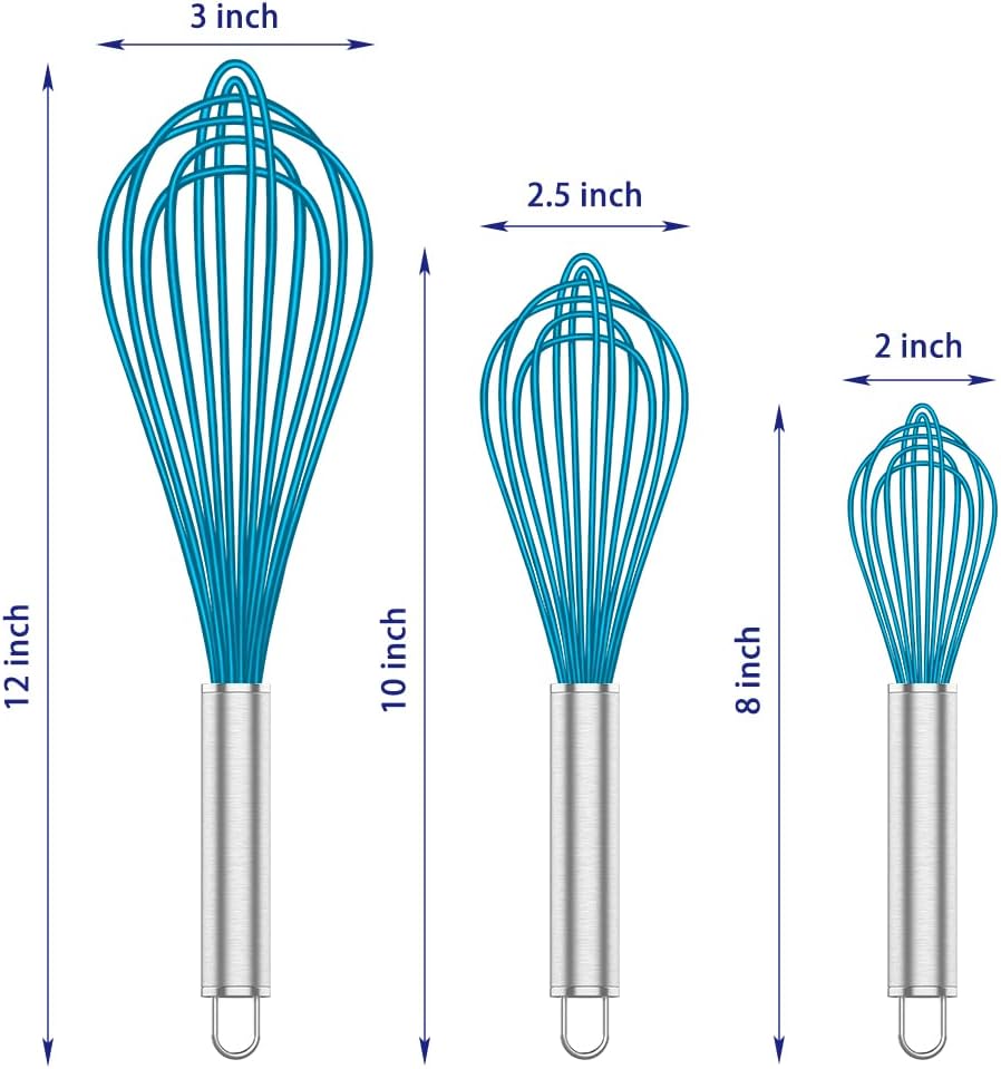 Silicone Whisk & Stainless Steel Ice Cream Scoop Set, Blue Silicone Whisk for Cooking & Heavy Duty Ice Cream Scooper, Dishwasher Safe - Image 8
