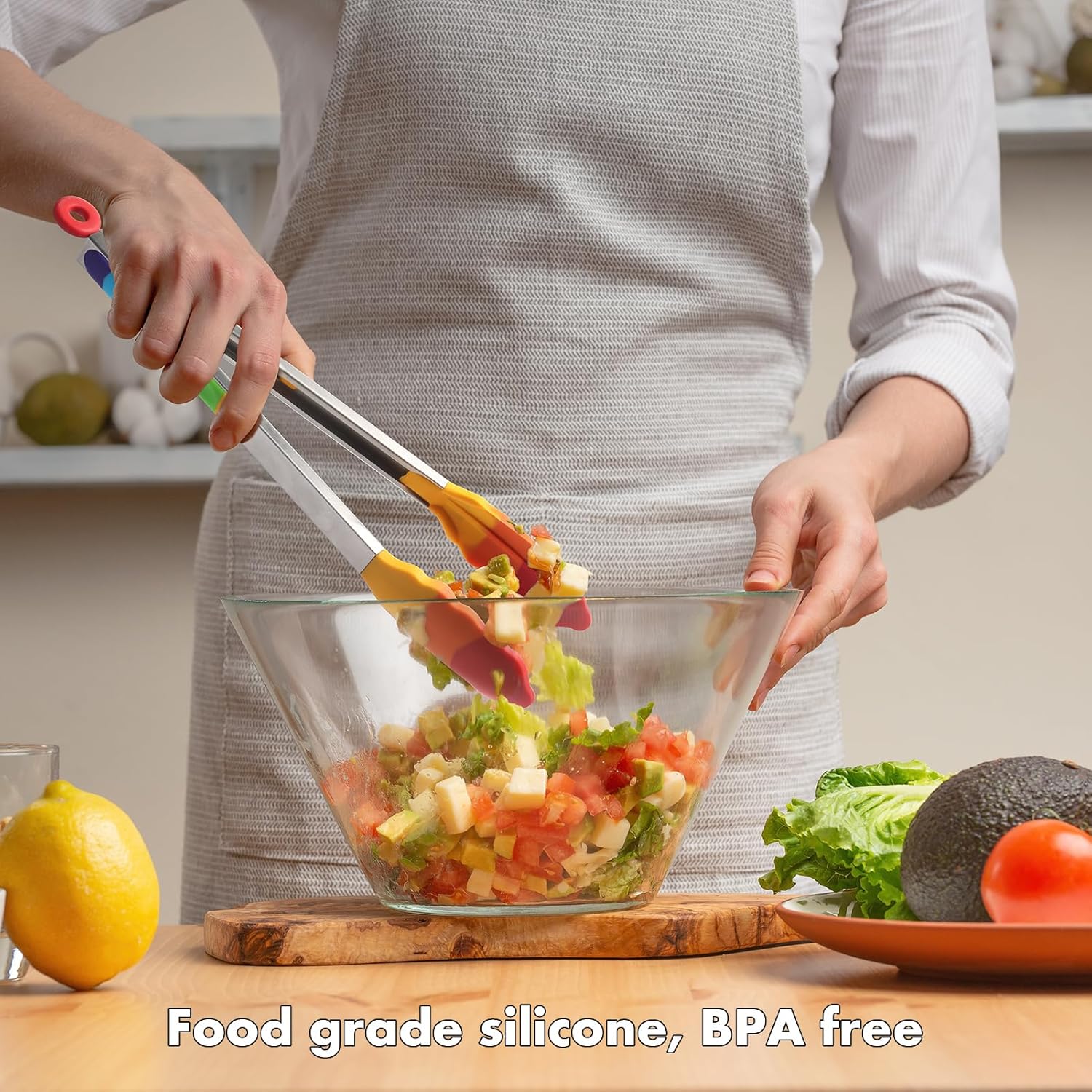 Silicone Whisk & Rainbow Tongs Set, Heat-Resistant Kitchen Tools for Cooking and Serving - Image 3