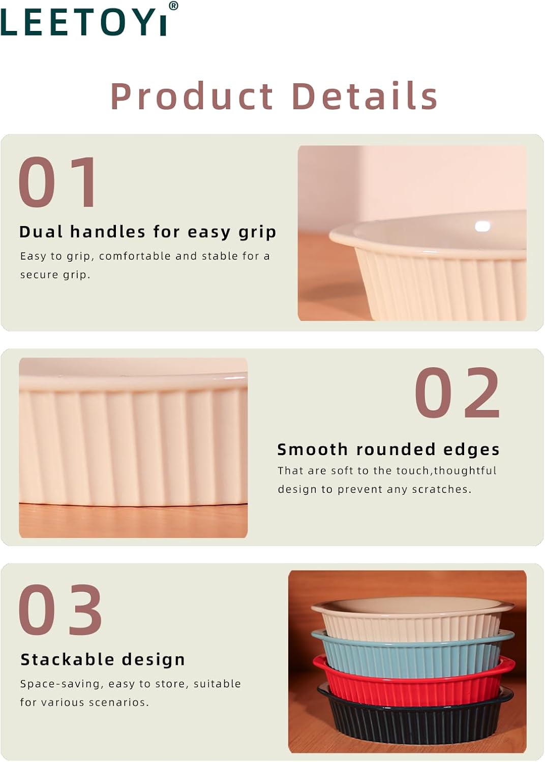Porcelain Small Oval Au Gratin Pans, Baking Dish Set for 1 or 2 person servings, Bakeware with Double Handle for Kitchen and Home, Set of 2 (White) - Image 8