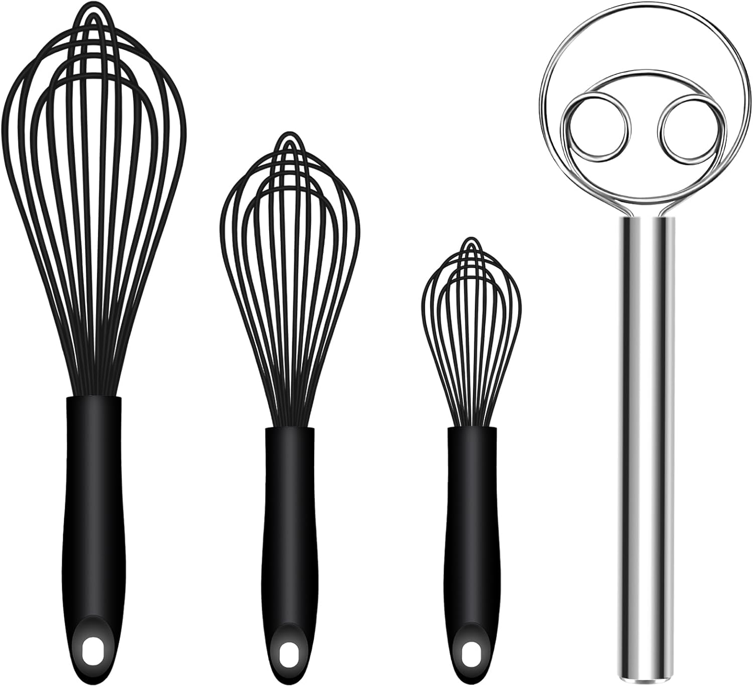 Silicone Whisk & Dough Whisk Set, Kitchen Whisks for Cooking and Baking - Image 1