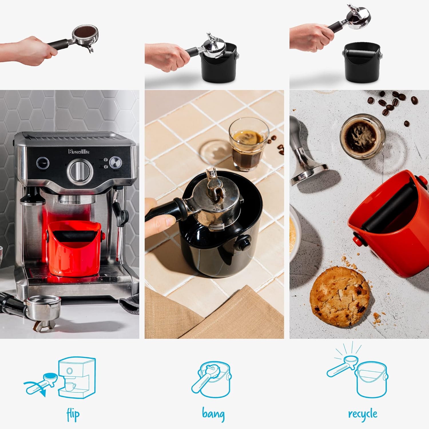 Grindenstèin Sturdy, Compact, Modern Space-Saving Espresso Coffee Grind Knock Box - Black - Image 3