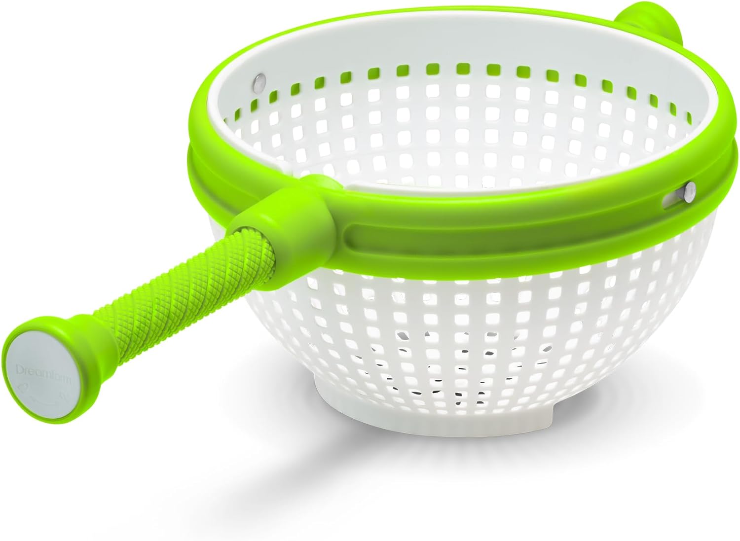 Spina 2-In-1 Easy-To-Use, Collapsible Salad Spinner & Straining Colander for Salad, Fruit, Vegetable, Lettuce - White/Green - Image 1