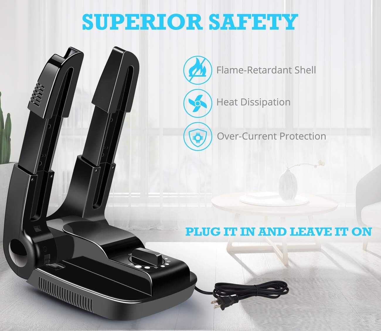Portable Electric Shoe Glove Boot Dryer Warmer with Folding and Drying Rack - Image 4