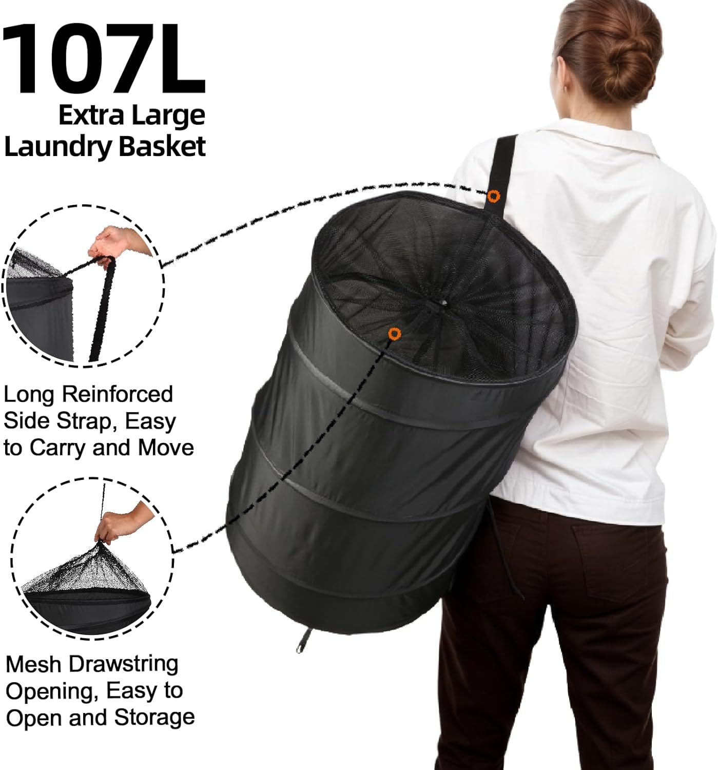Extra Large 107L Strong Laundry Hamper 17.5