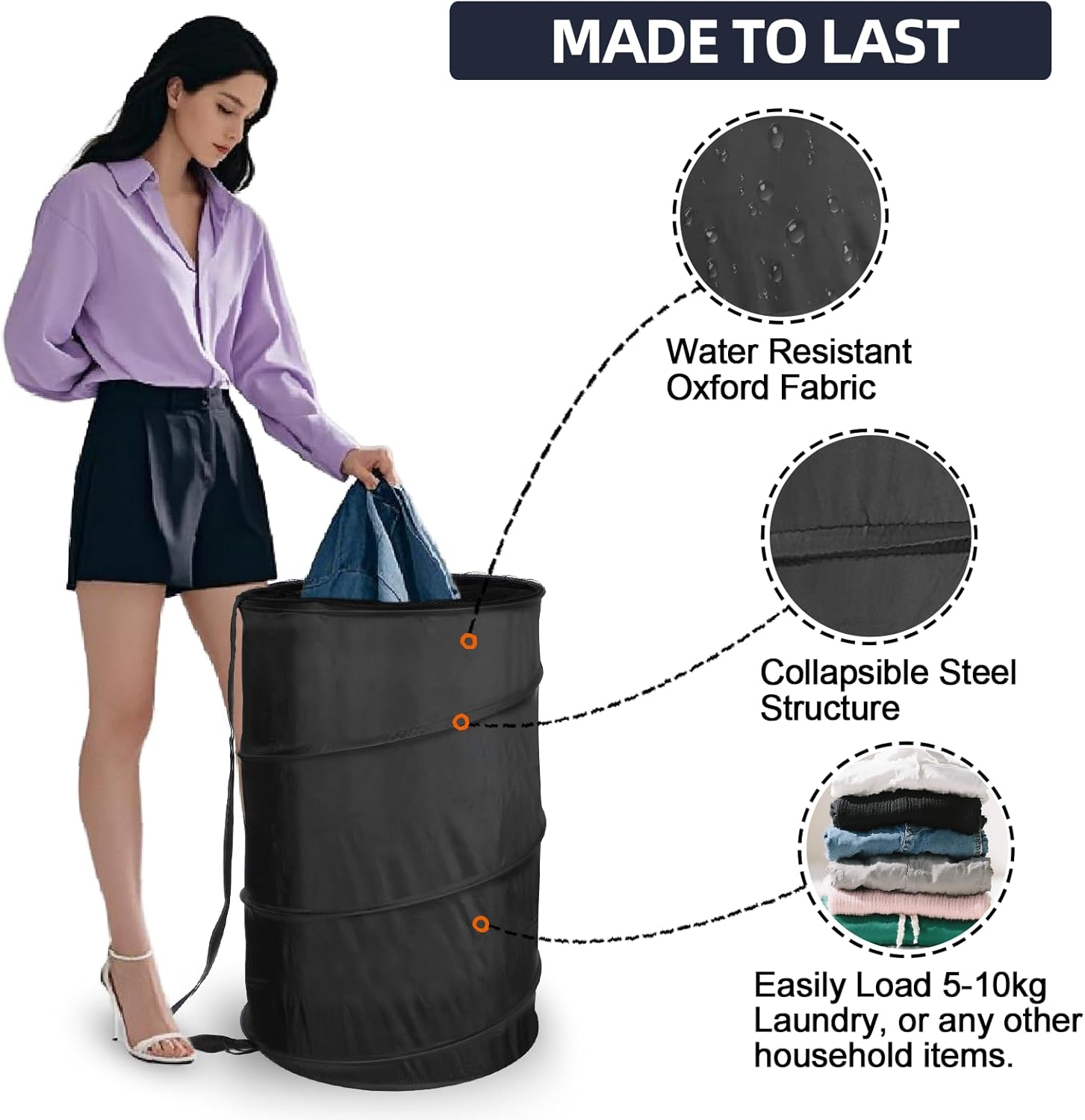 Extra Large 107L Strong Laundry Hamper 17.5
