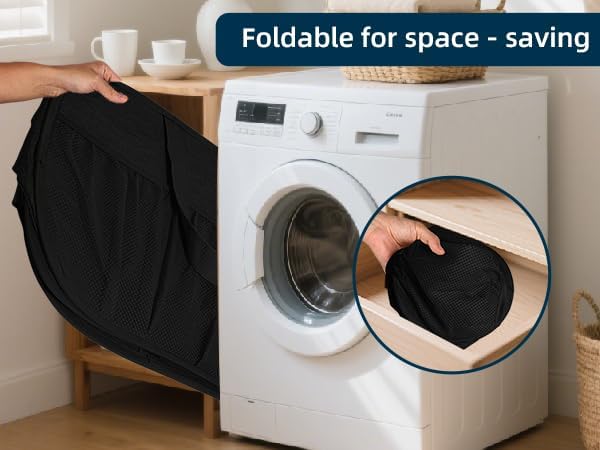 Collapsible Laundry Baskets, Tear Proof Pop Up Laundry Hamper with Lid, Dual Handles Durable Foldable Laundry Basket, Easy to Carry Laundry Hamper for Home, Laundry Room, Bedroom, Dorm, Travel Black - Image 5