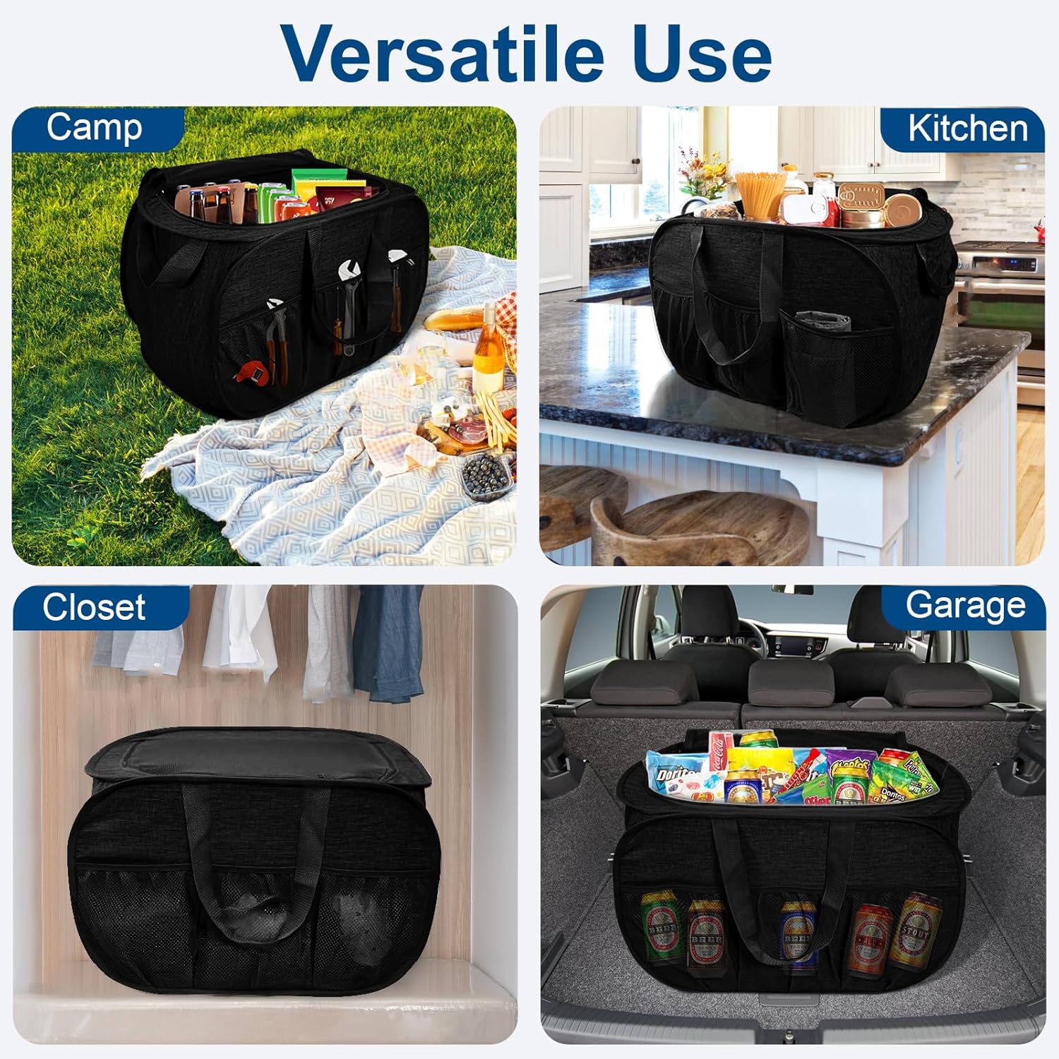 Collapsible Laundry Baskets, Tear Proof Pop Up Laundry Hamper with Lid, Dual Handles Durable Foldable Laundry Basket, Easy to Carry Laundry Hamper for Home, Laundry Room, Bedroom, Dorm, Travel Black - Image 7