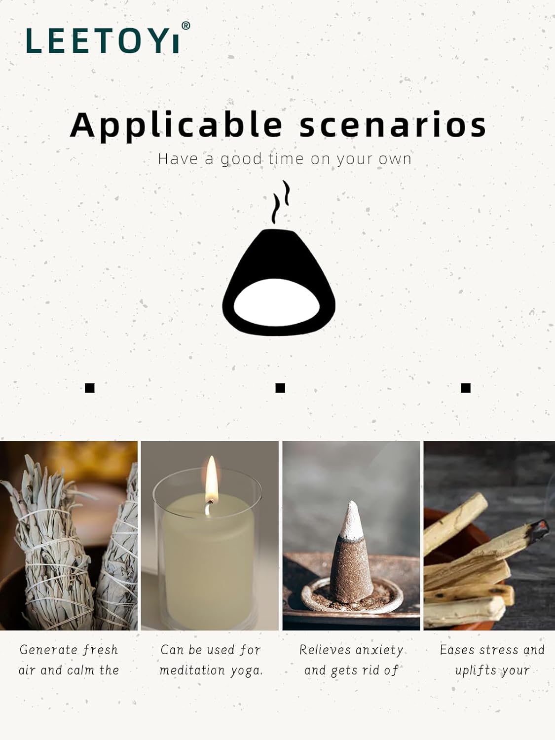 Ceramic Palo Santo Holder - Modern Incense Burner for Meditation,Yoga and Energy Cleansing - Wood Sticks Dish, Cone Burner - Inspired Home Decor Gift (White) - Image 4