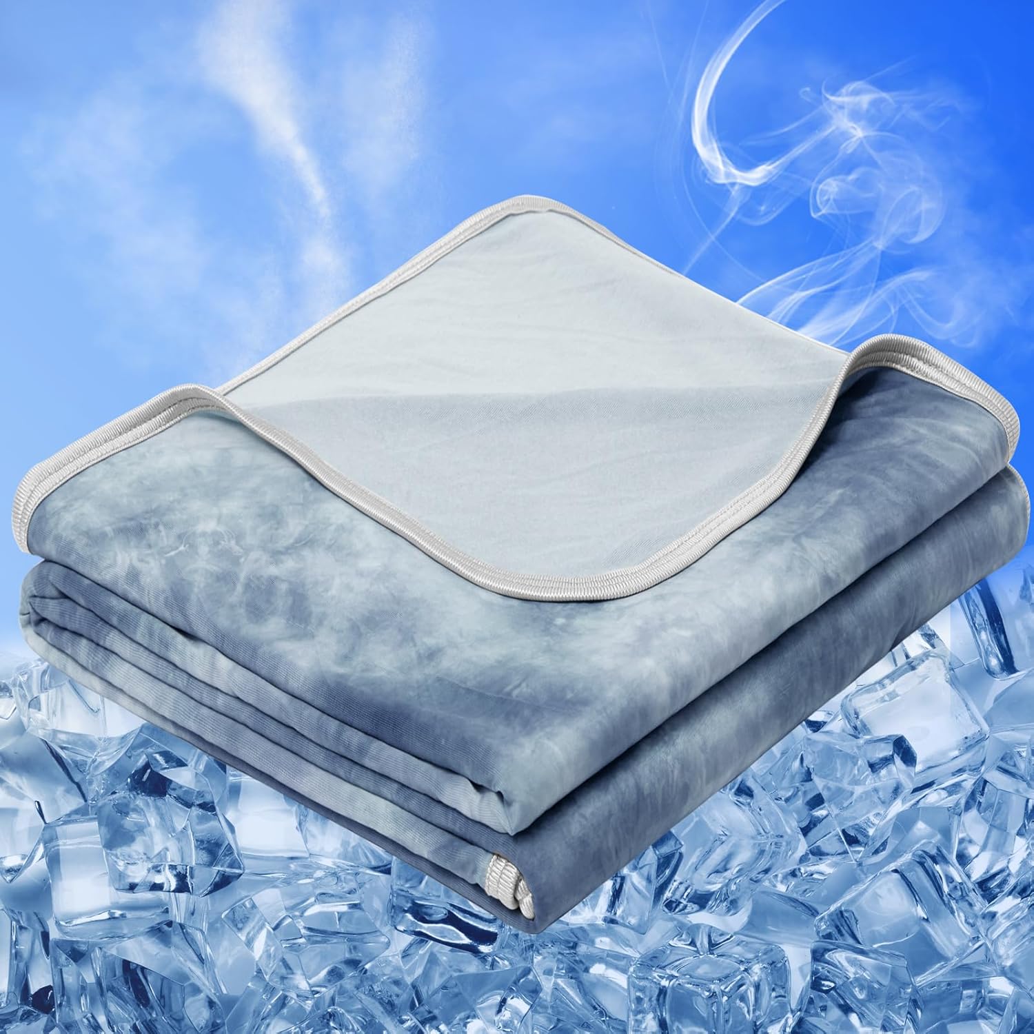 Cooling Blanket King Size for Hot Sleepers Light Blue - Image 1