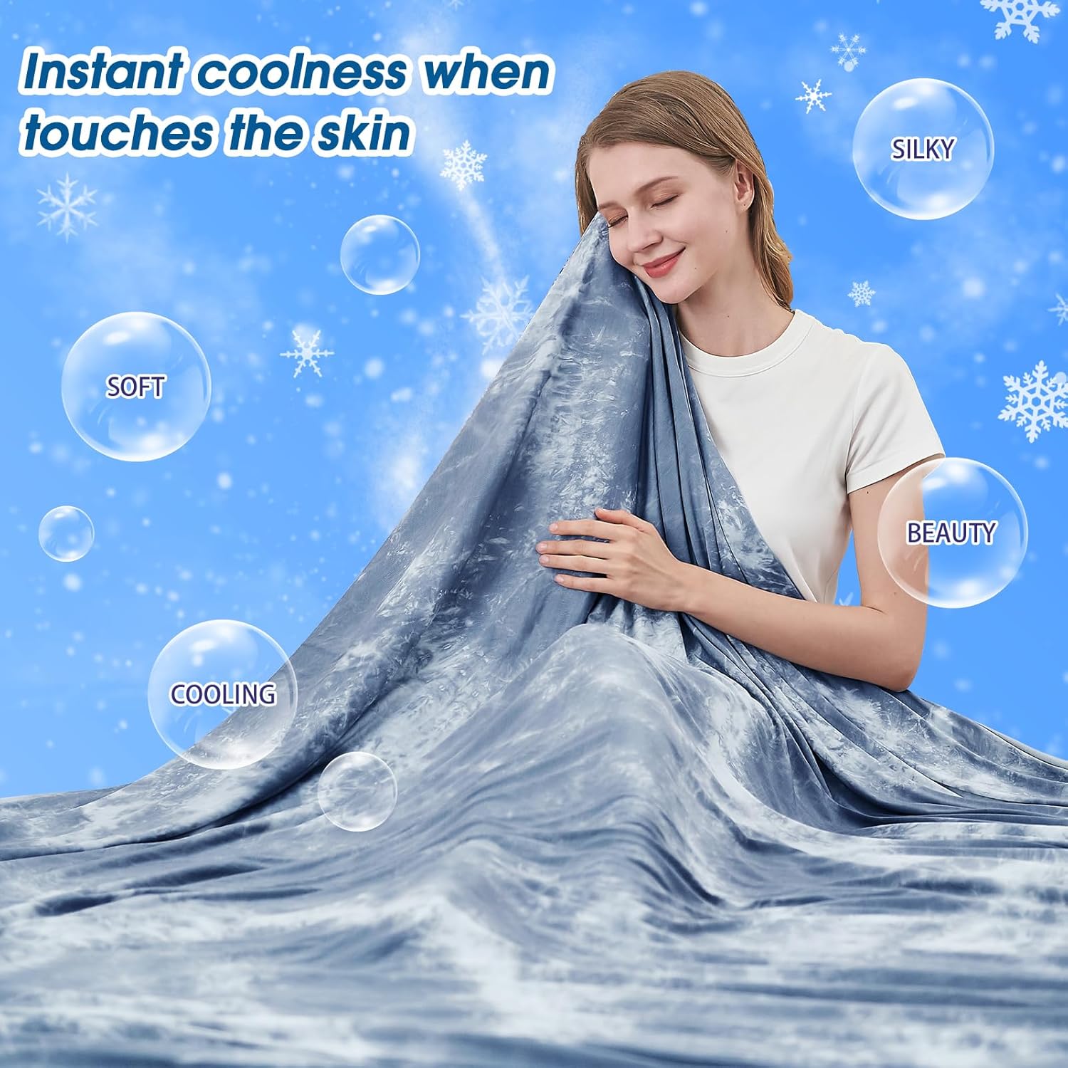 Cooling Blanket King Size for Hot Sleepers Light Blue - Image 2