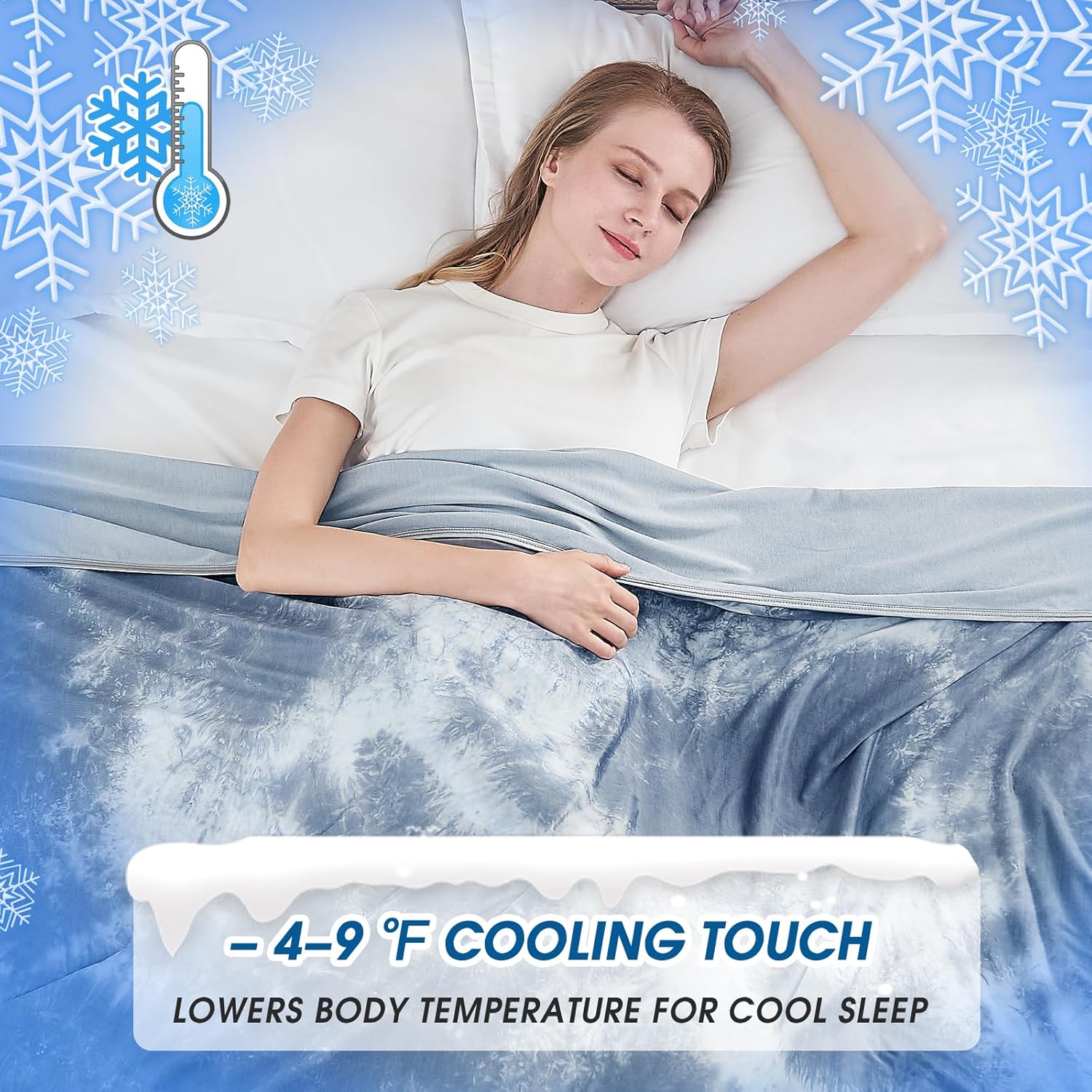Cooling Blanket King Size for Hot Sleepers Light Blue - Image 3