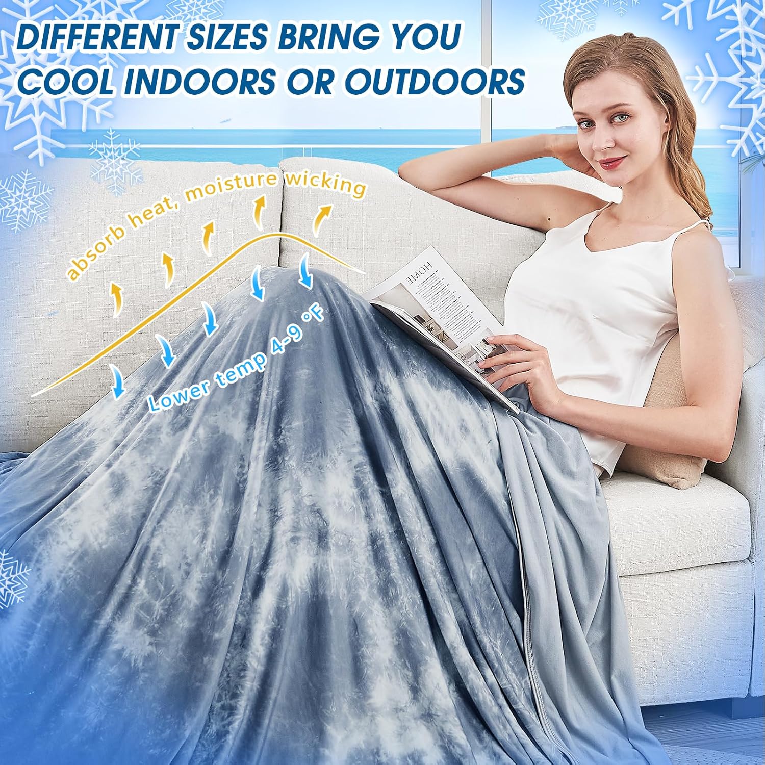 Cooling Blanket King Size for Hot Sleepers Light Blue - Image 5